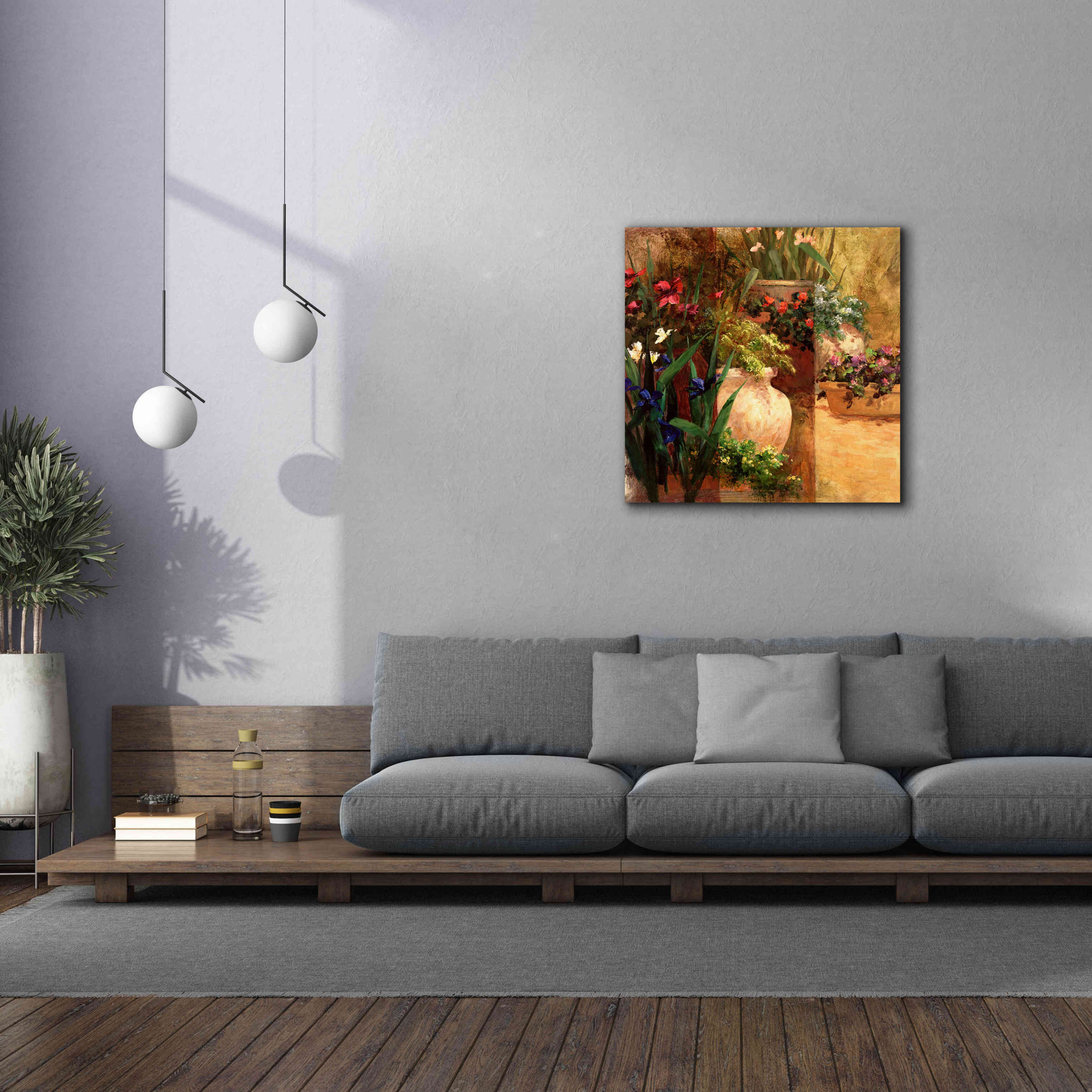 'Flower Pots Right' by Art Fronckowiak, Giclee Canvas Wall Art,37x37