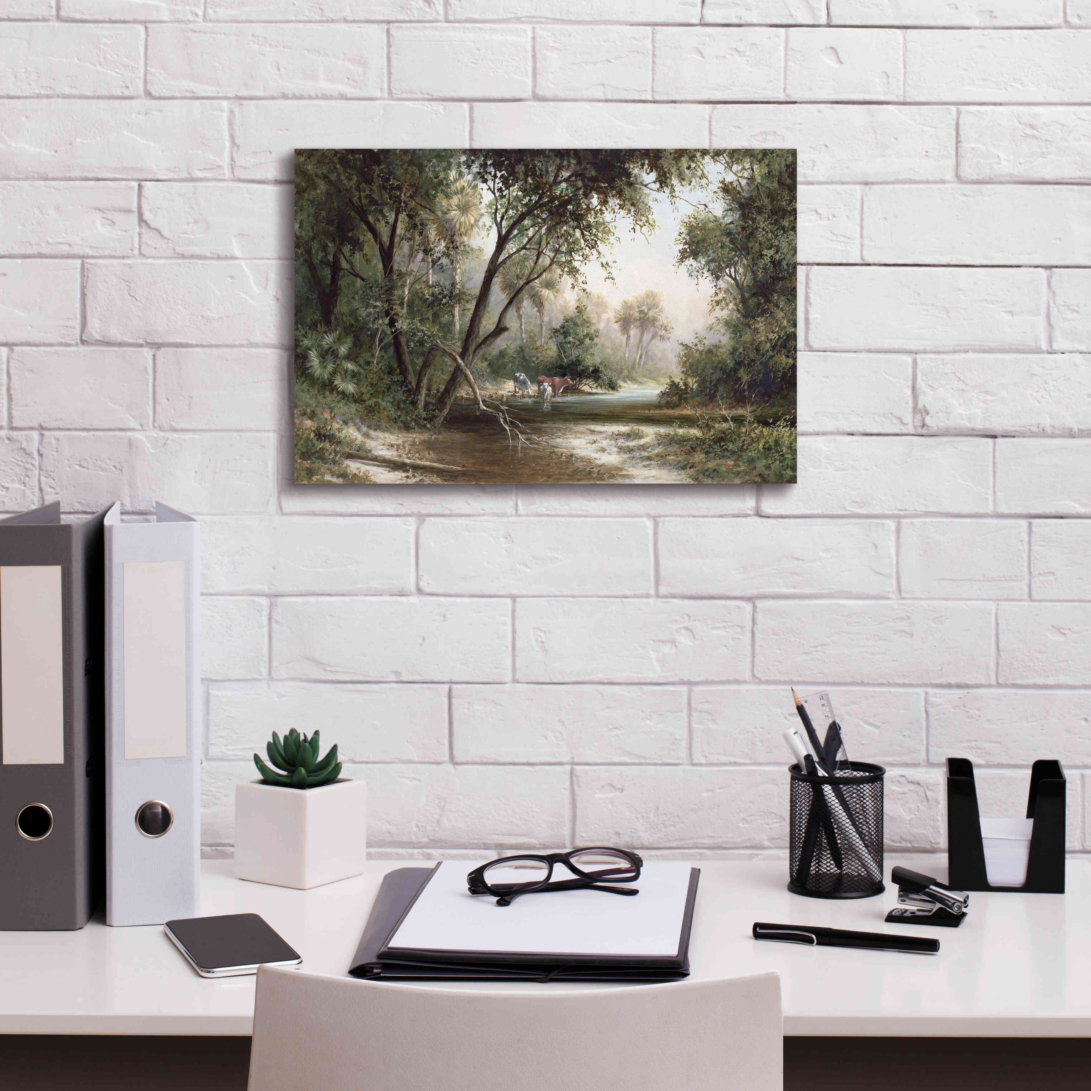 'Forked Creek' by Art Fronckowiak, Giclee Canvas Wall Art,18x12