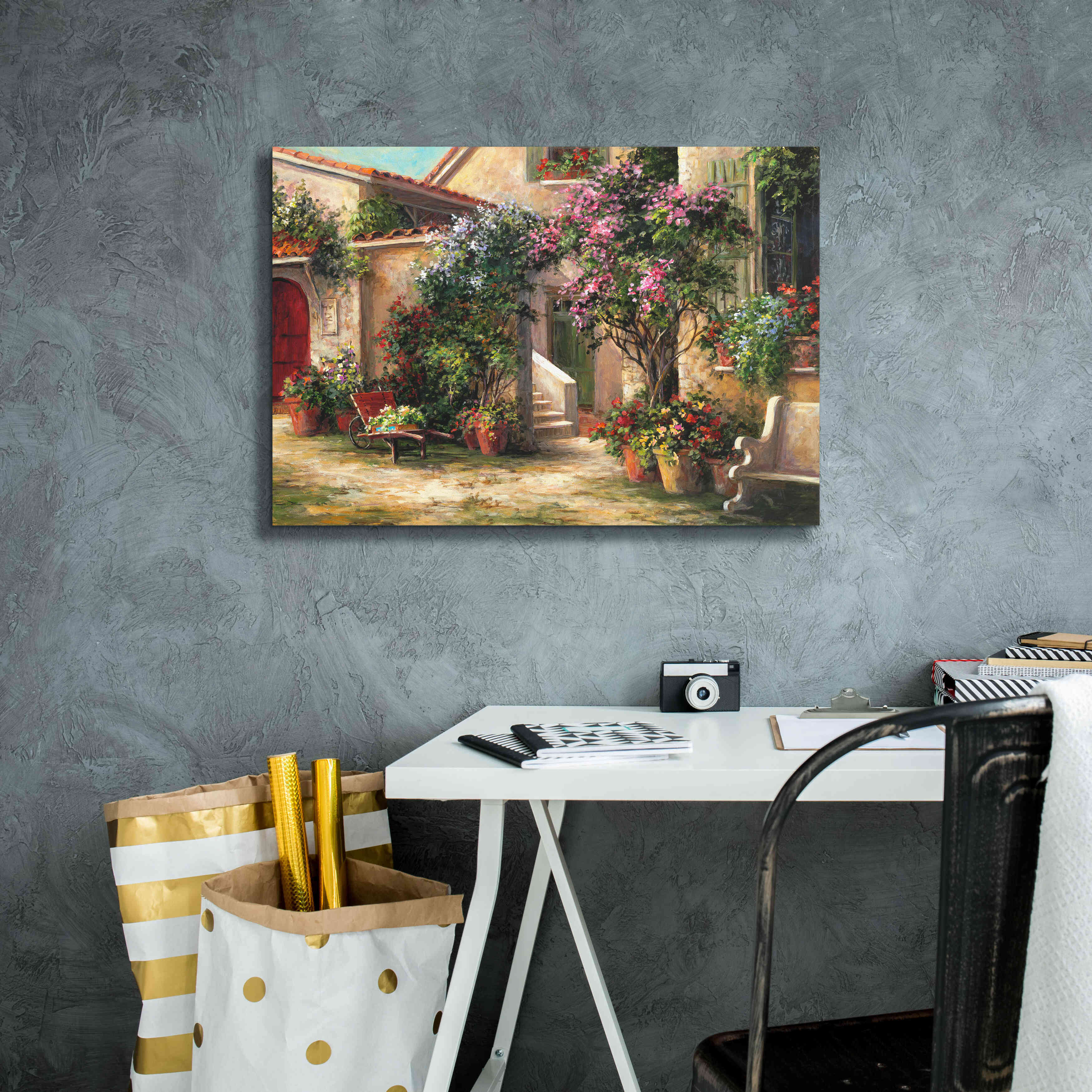 'Garden Courtyard' by Art Fronckowiak, Giclee Canvas Wall Art,26x18