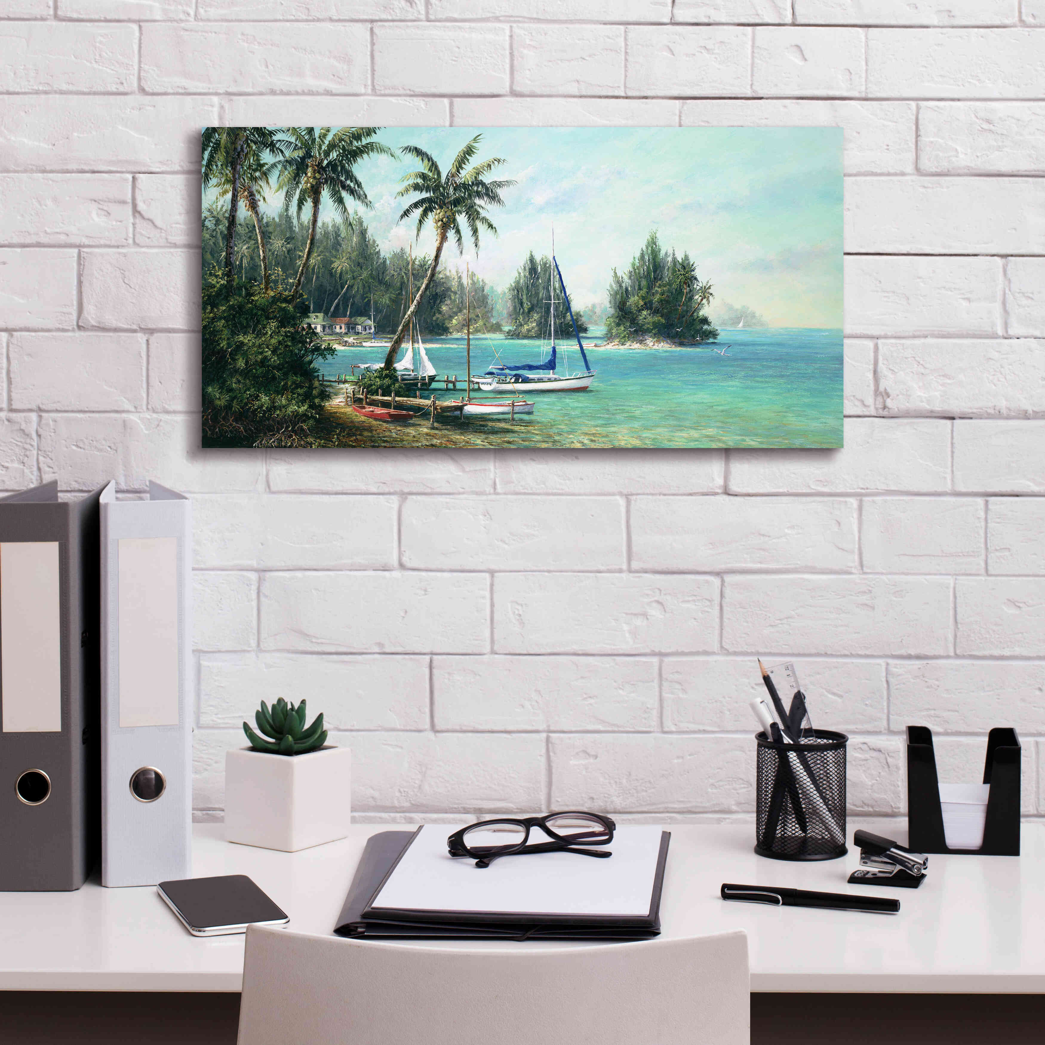 'Island Cove' by Art Fronckowiak, Giclee Canvas Wall Art,24x12