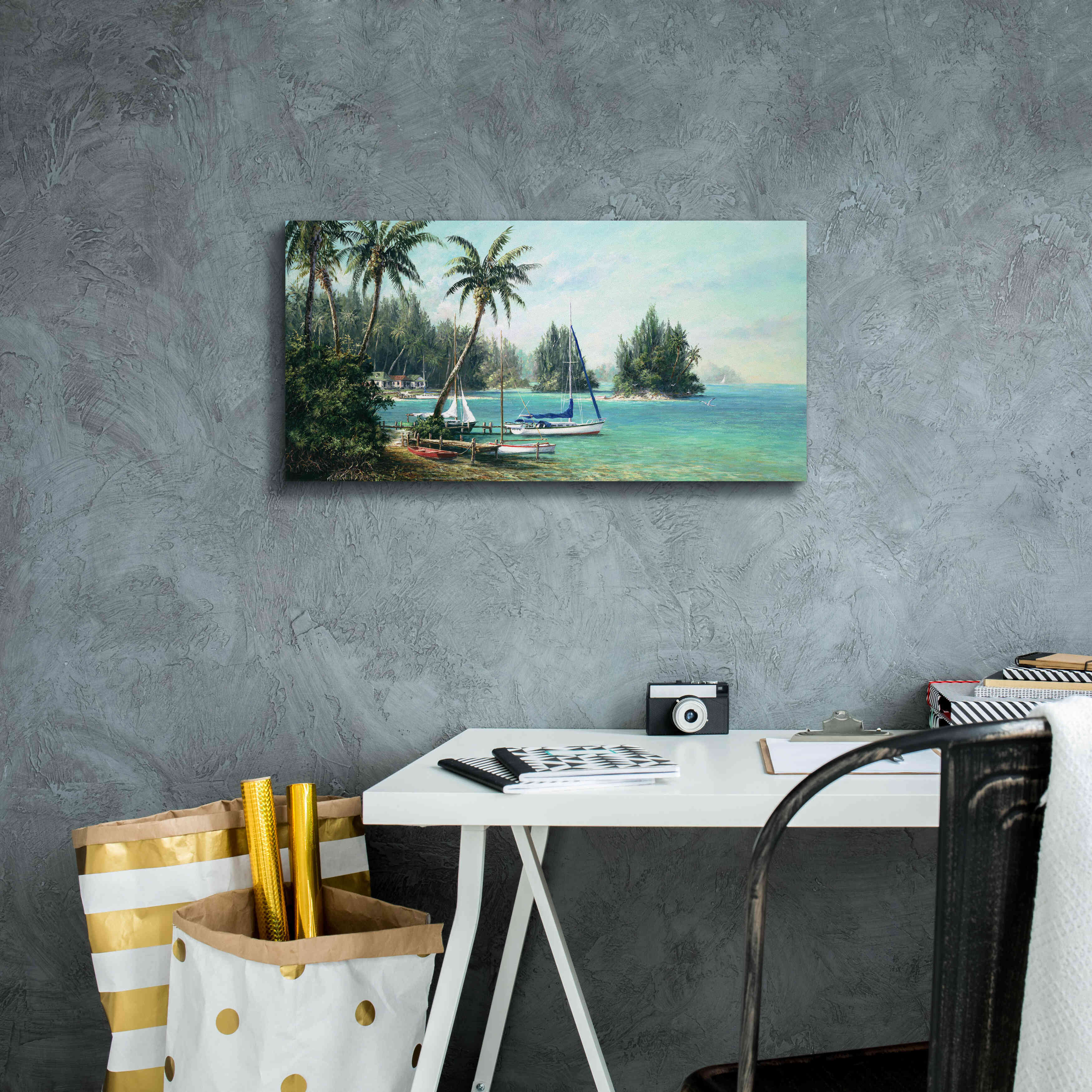 'Island Cove' by Art Fronckowiak, Giclee Canvas Wall Art,24x12