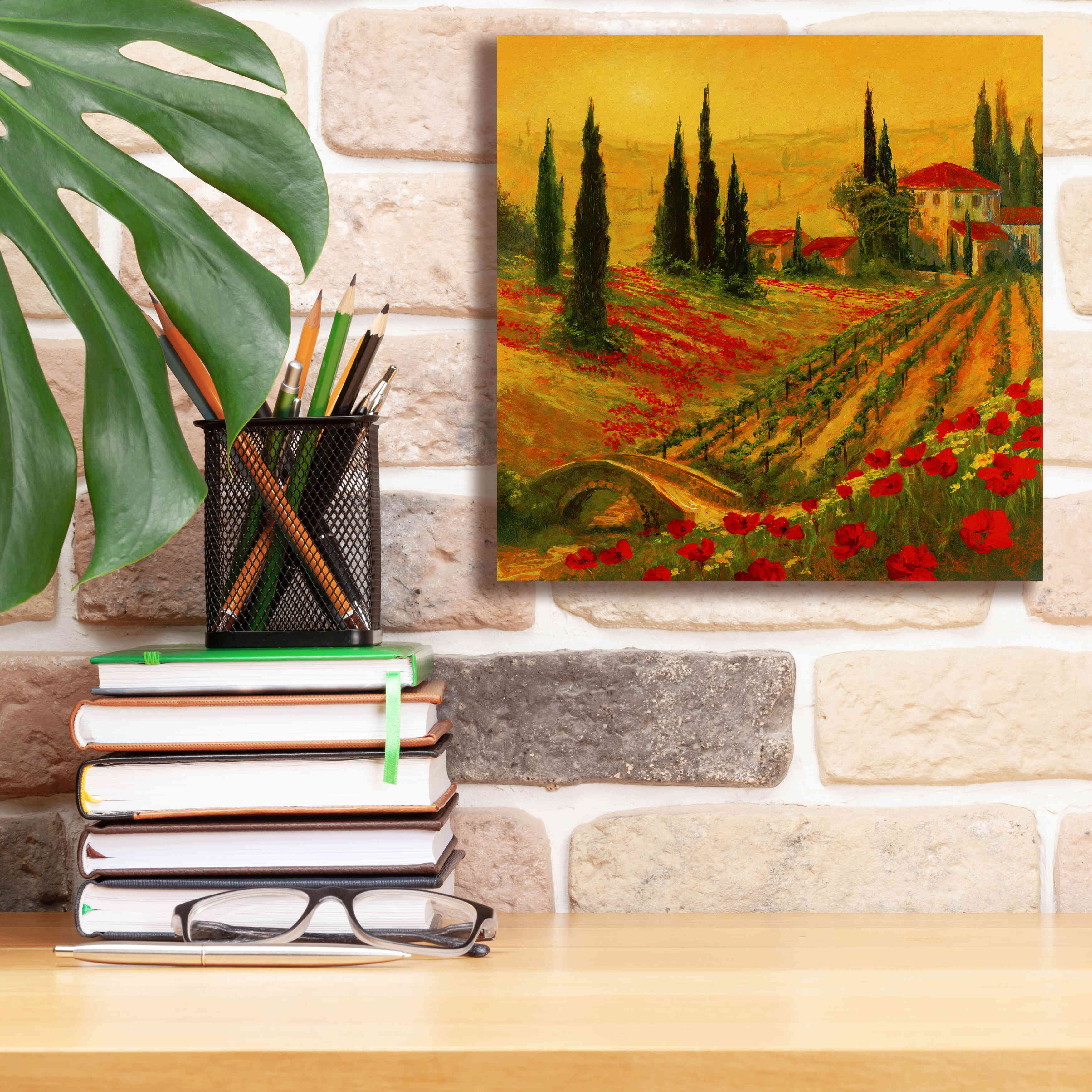 'Poppies of Toscano I' by Art Fronckowiak, Giclee Canvas Wall Art,12x12