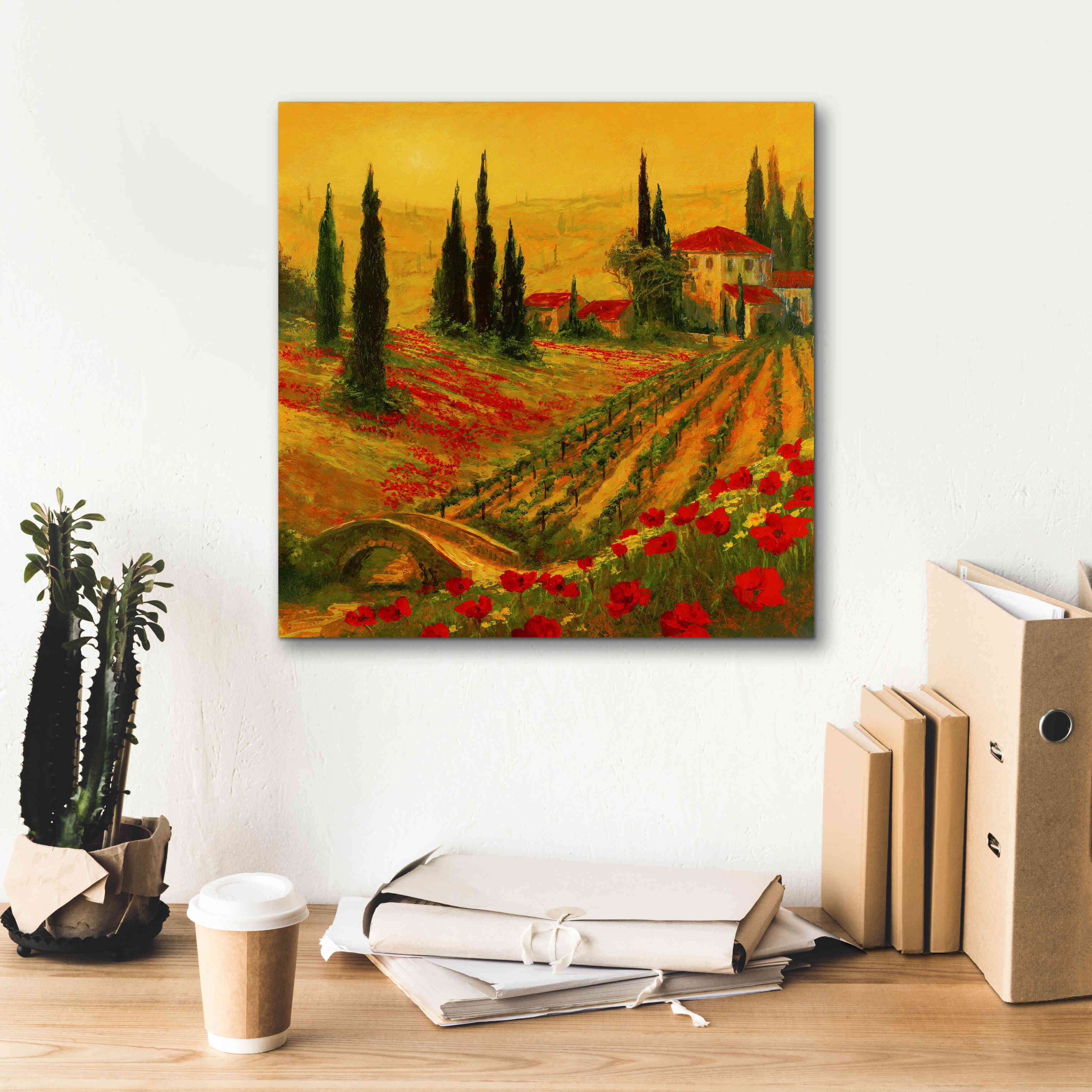 'Poppies of Toscano I' by Art Fronckowiak, Giclee Canvas Wall Art,18x18