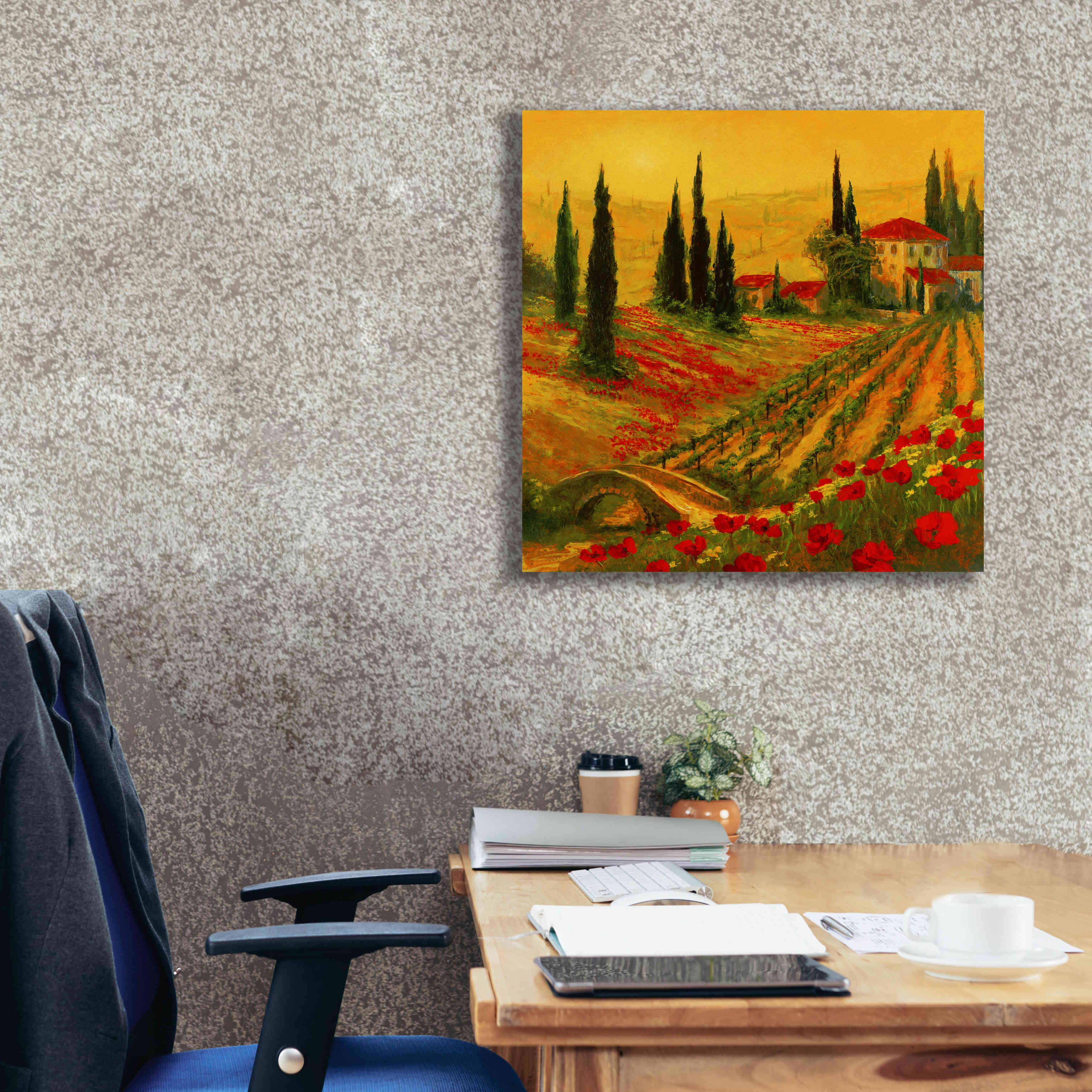 'Poppies of Toscano I' by Art Fronckowiak, Giclee Canvas Wall Art,26x26