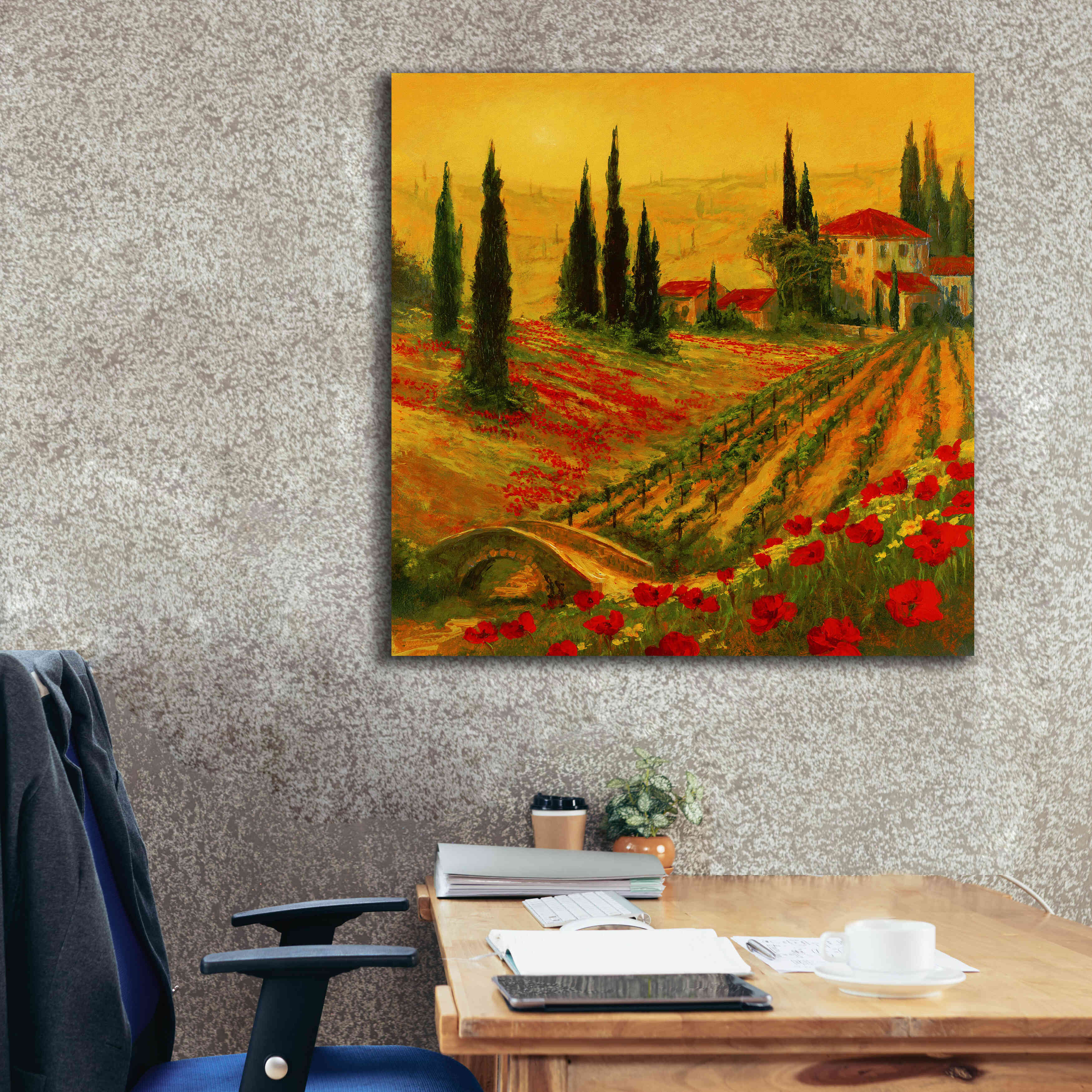 'Poppies of Toscano I' by Art Fronckowiak, Giclee Canvas Wall Art,37x37