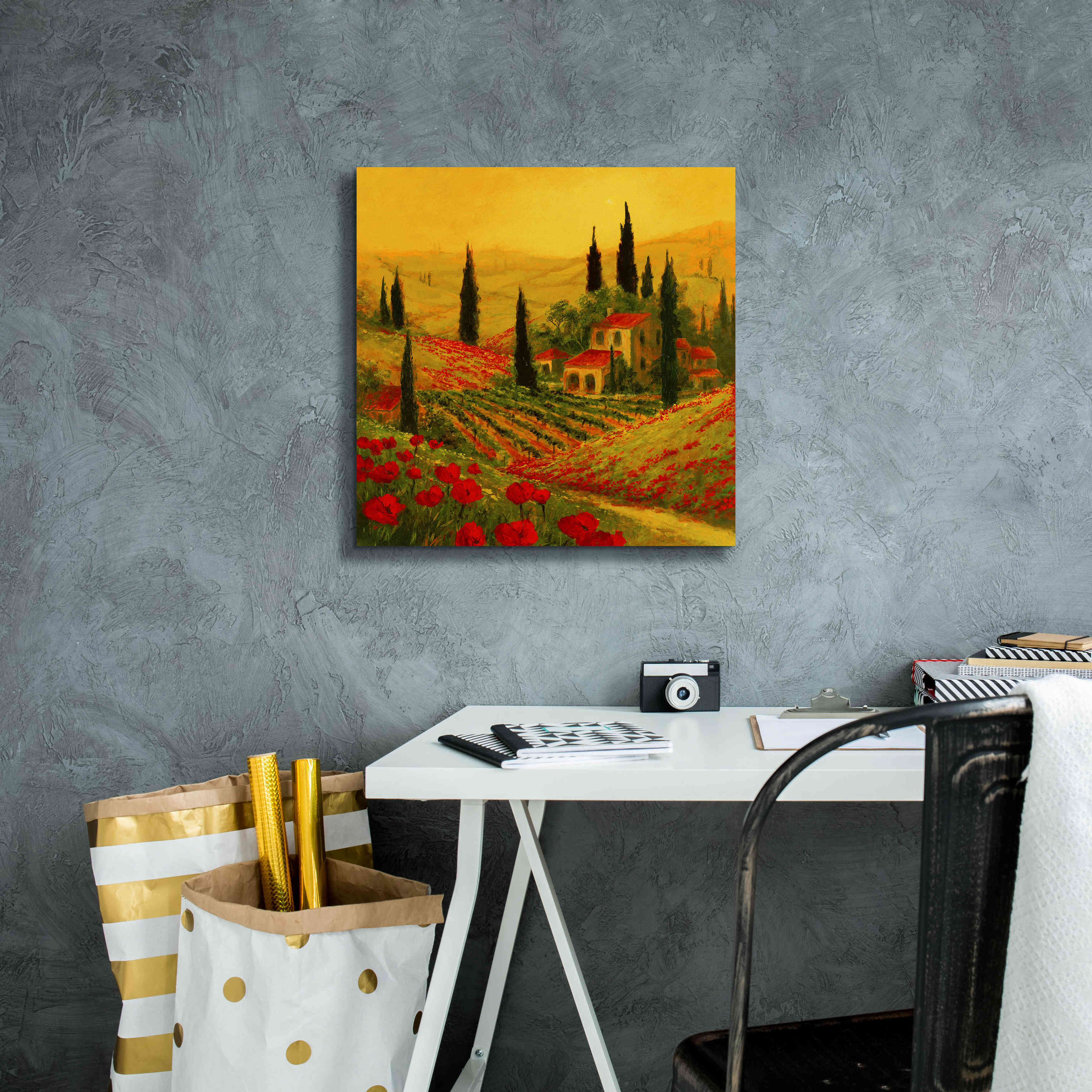 'Poppies of Toscano II' by Art Fronckowiak, Giclee Canvas Wall Art,18x18