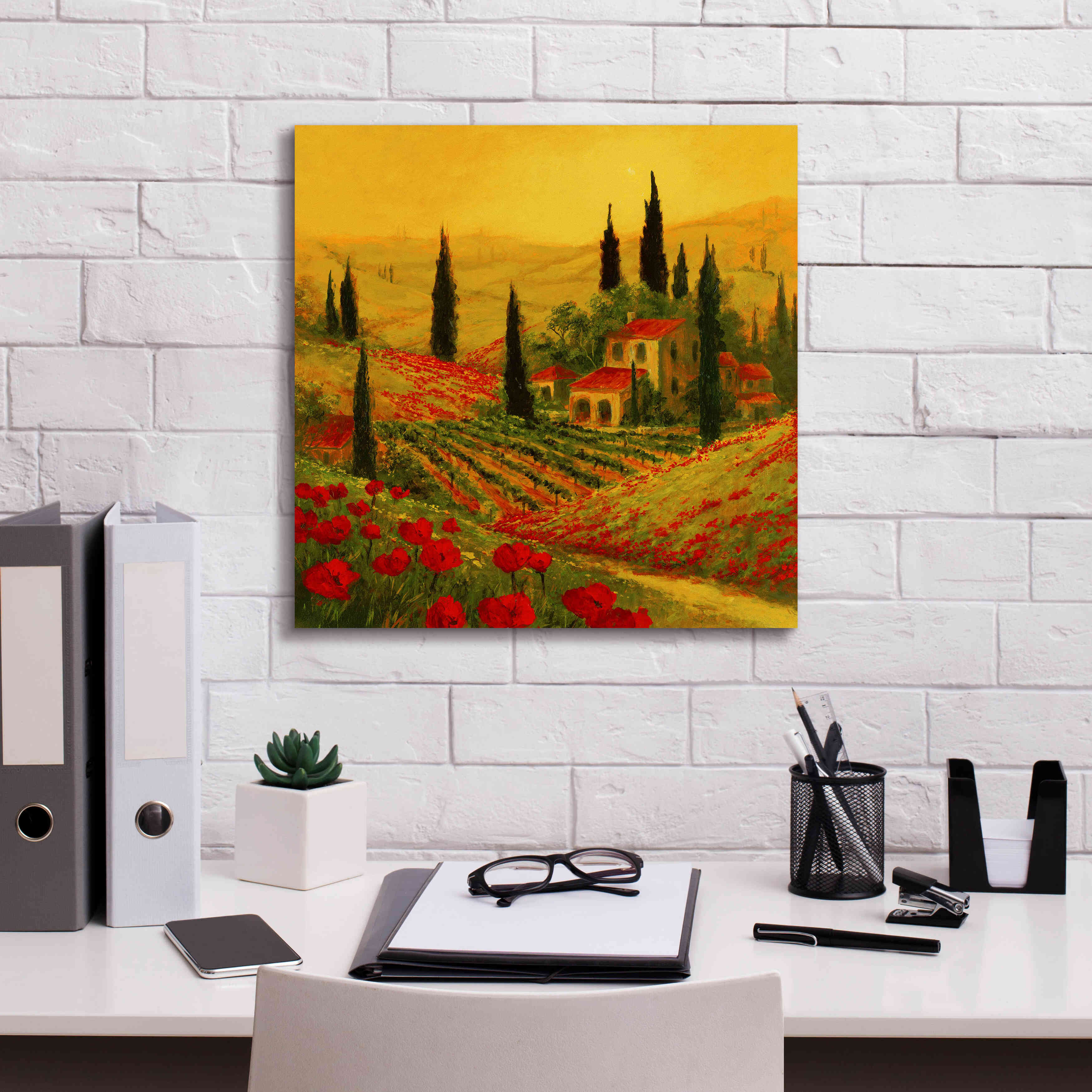 'Poppies of Toscano II' by Art Fronckowiak, Giclee Canvas Wall Art,18x18