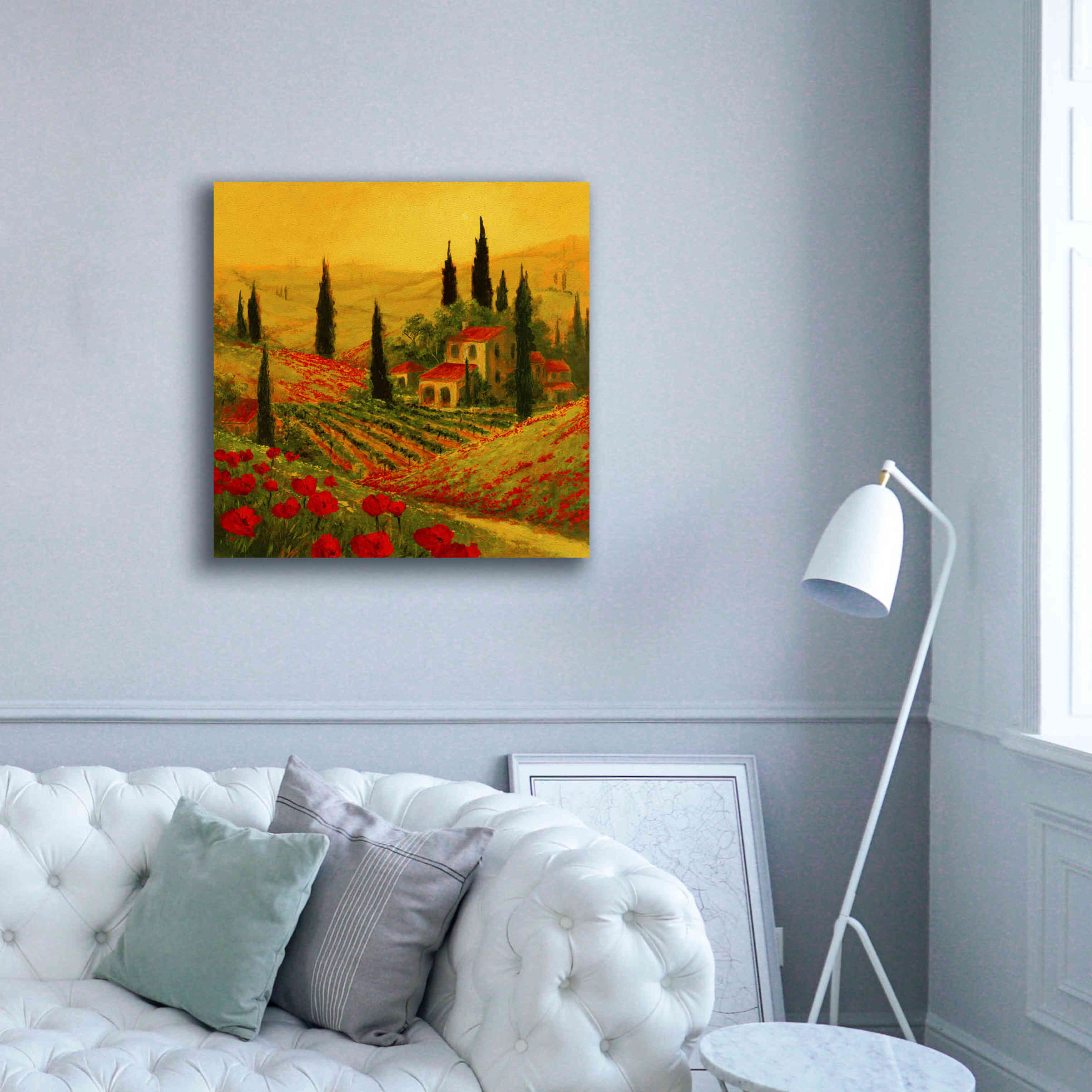 'Poppies of Toscano II' by Art Fronckowiak, Giclee Canvas Wall Art,37x37