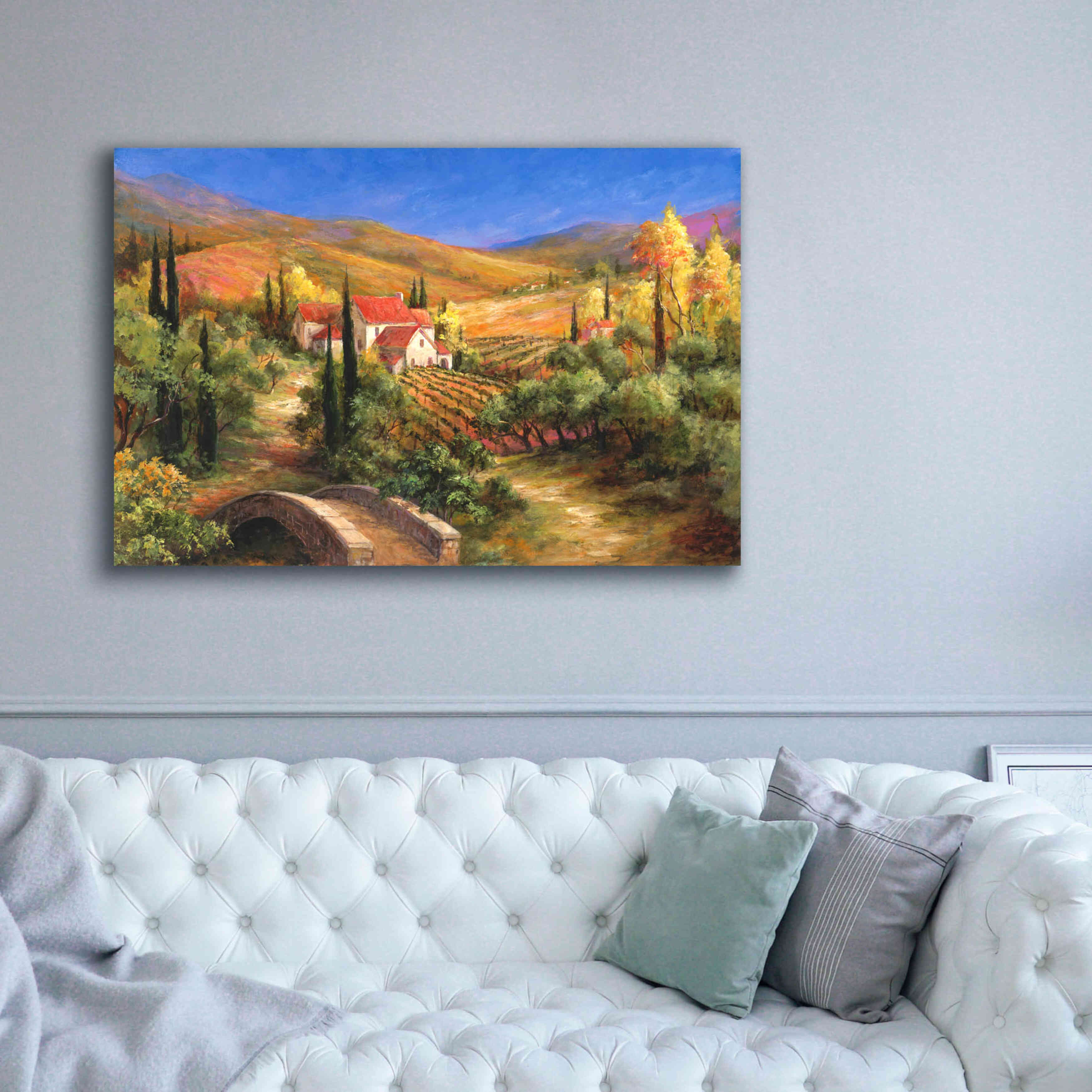 'Tuscan Bridge' by Art Fronckowiak, Giclee Canvas Wall Art,60x40