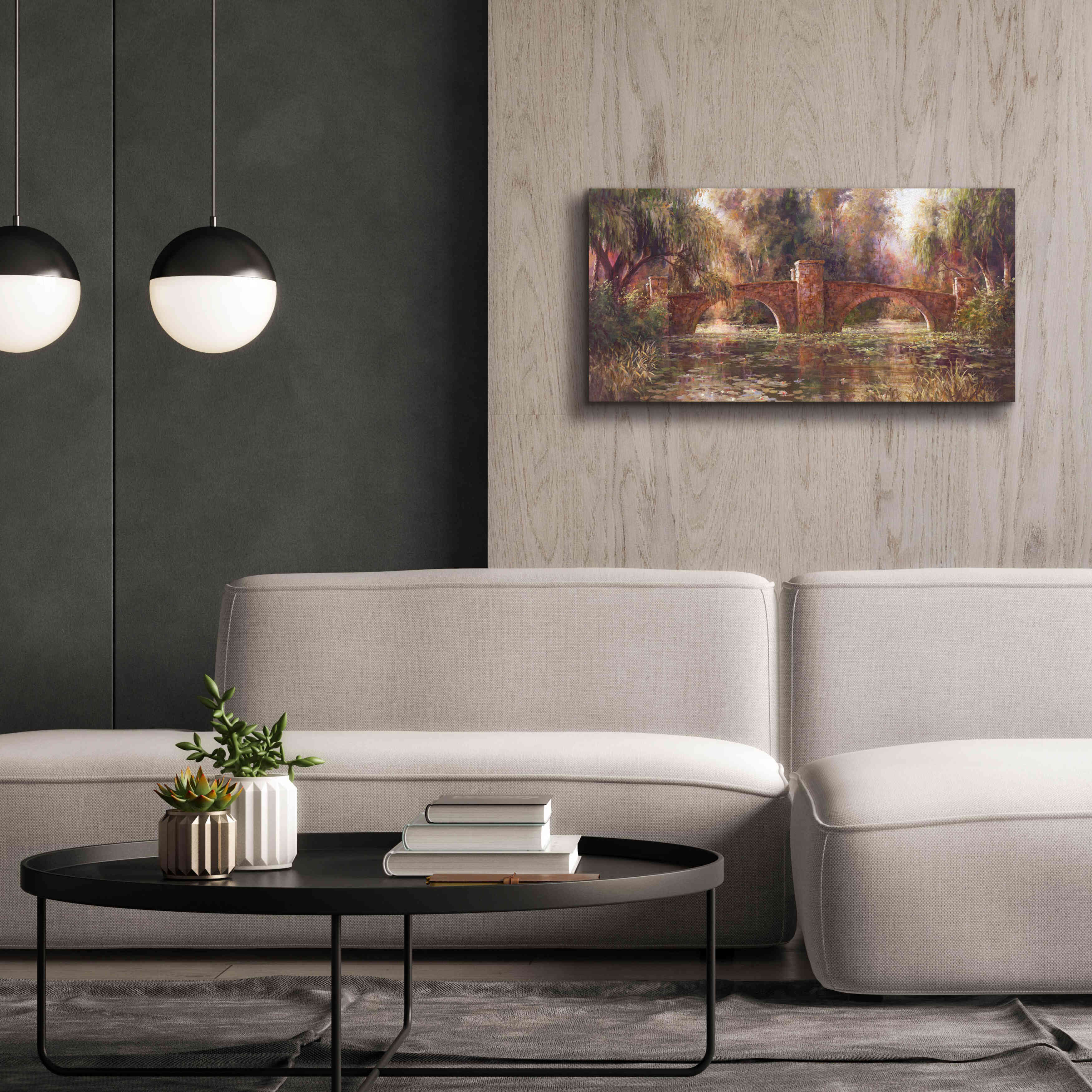 'Willow Bridge' by Art Fronckowiak, Giclee Canvas Wall Art,40x20