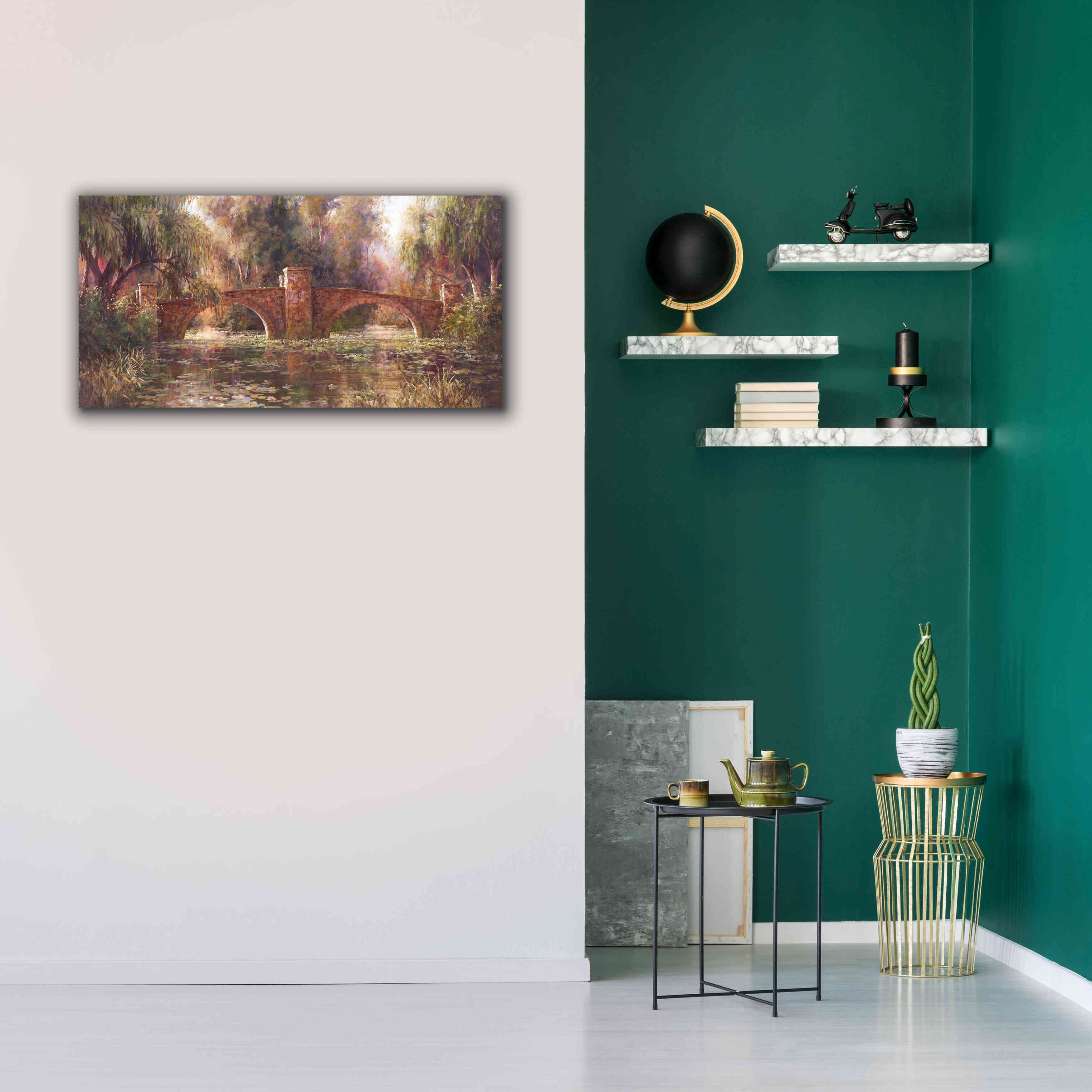 'Willow Bridge' by Art Fronckowiak, Giclee Canvas Wall Art,40x20