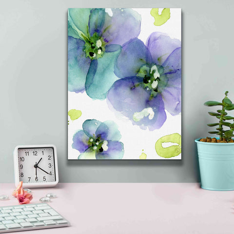 Image of 'Blue Flowers' by Dawn Derman, Giclee Canvas Wall Art,12x16