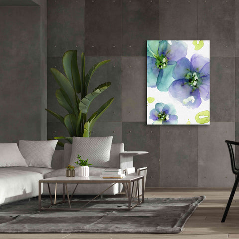 Image of 'Blue Flowers' by Dawn Derman, Giclee Canvas Wall Art,40x54