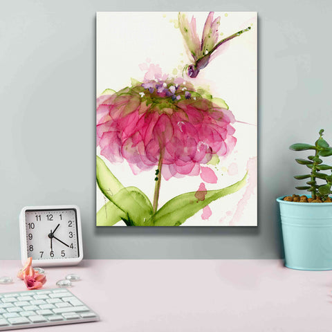 Image of 'Dragonfly and Zinnia' by Dawn Derman, Giclee Canvas Wall Art,12x16