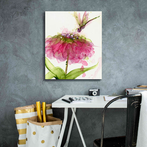 Image of 'Dragonfly and Zinnia' by Dawn Derman, Giclee Canvas Wall Art,20x24