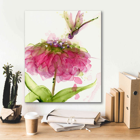 Image of 'Dragonfly and Zinnia' by Dawn Derman, Giclee Canvas Wall Art,20x24