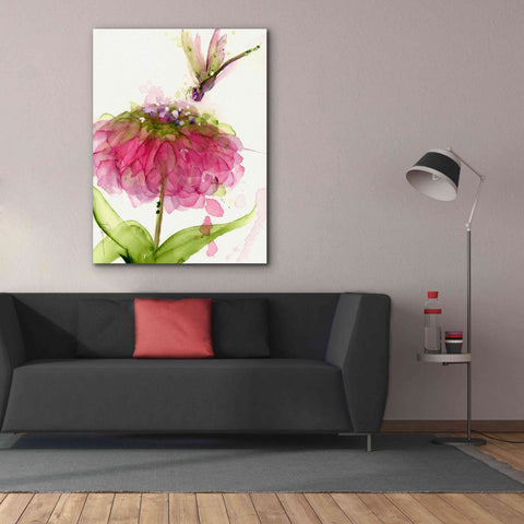 Image of 'Dragonfly and Zinnia' by Dawn Derman, Giclee Canvas Wall Art,40x54