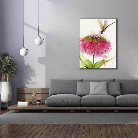 Image of 'Dragonfly and Zinnia' by Dawn Derman, Giclee Canvas Wall Art,40x54