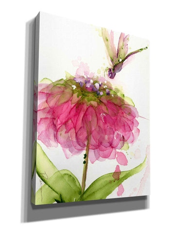 Image of 'Dragonfly and Zinnia' by Dawn Derman, Giclee Canvas Wall Art