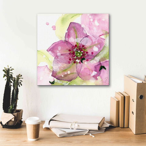 Image of 'Pink Flower in the Snow' by Dawn Derman, Giclee Canvas Wall Art,18x18