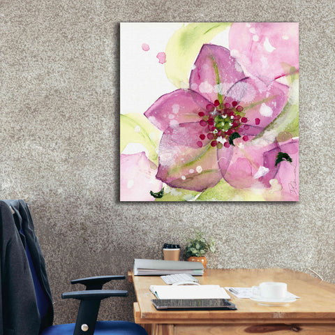 Image of 'Pink Flower in the Snow' by Dawn Derman, Giclee Canvas Wall Art,37x37