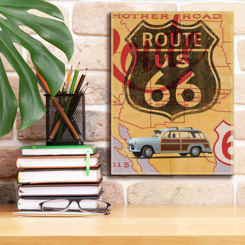 Image of 'Route 66 Vintage Postcard' by Edward M. Fielding, Giclee Canvas Wall Art,12x16