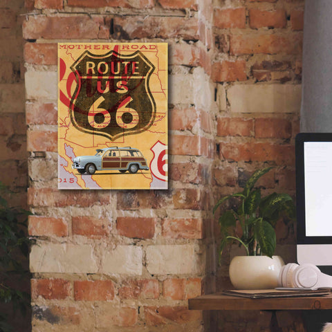 Image of 'Route 66 Vintage Postcard' by Edward M. Fielding, Giclee Canvas Wall Art,12x16
