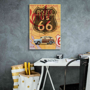 'Route 66 Vintage Postcard' by Edward M. Fielding, Giclee Canvas Wall Art,18x26