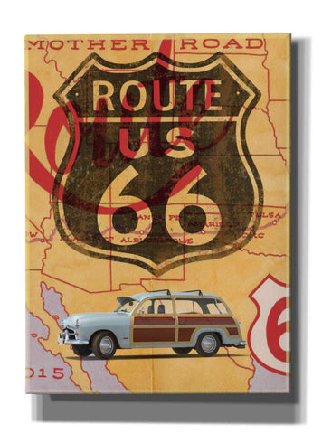 Image of 'Route 66 Vintage Postcard' by Edward M. Fielding, Giclee Canvas Wall Art