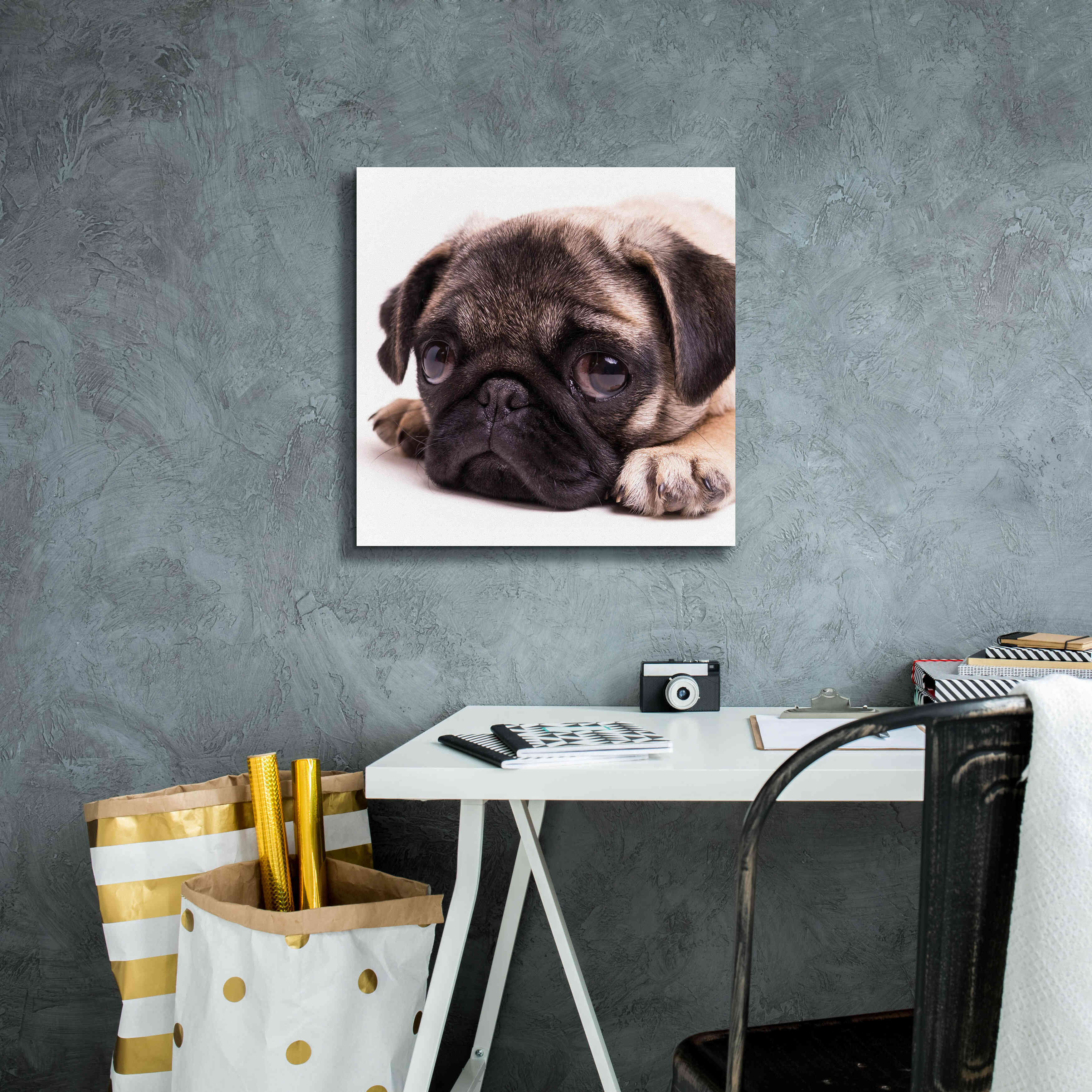 'Sad Sack Pug' by Edward M. Fielding, Giclee Canvas Wall Art,18x18