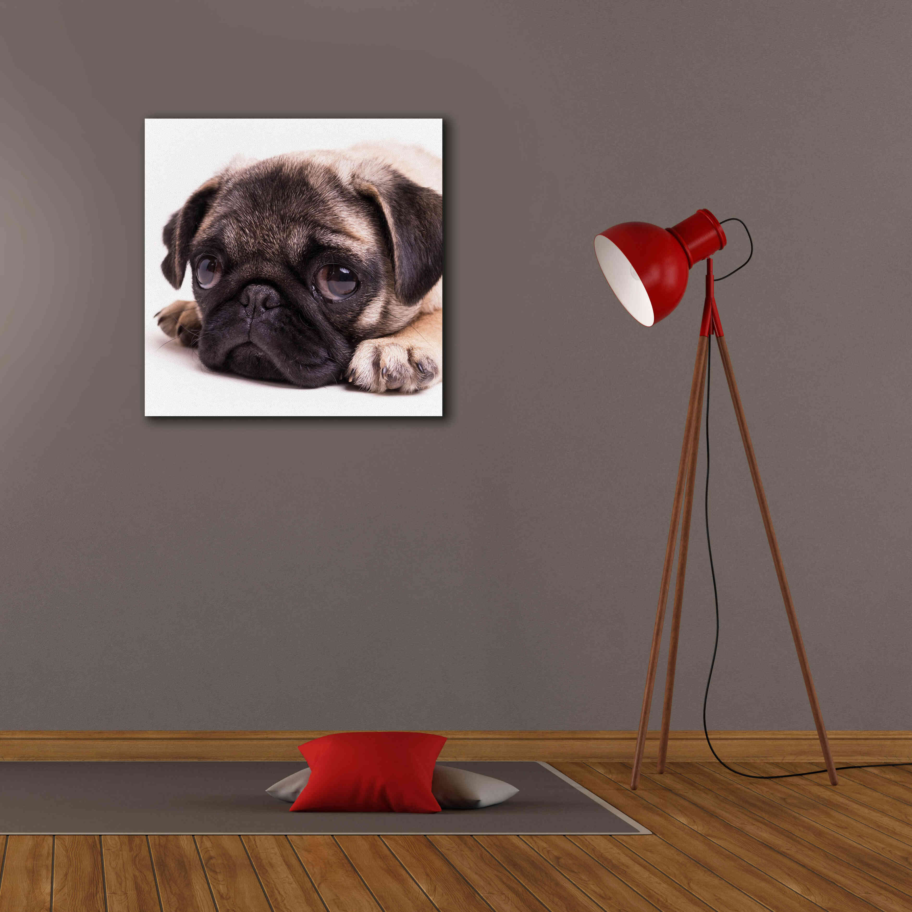 'Sad Sack Pug' by Edward M. Fielding, Giclee Canvas Wall Art,26x26
