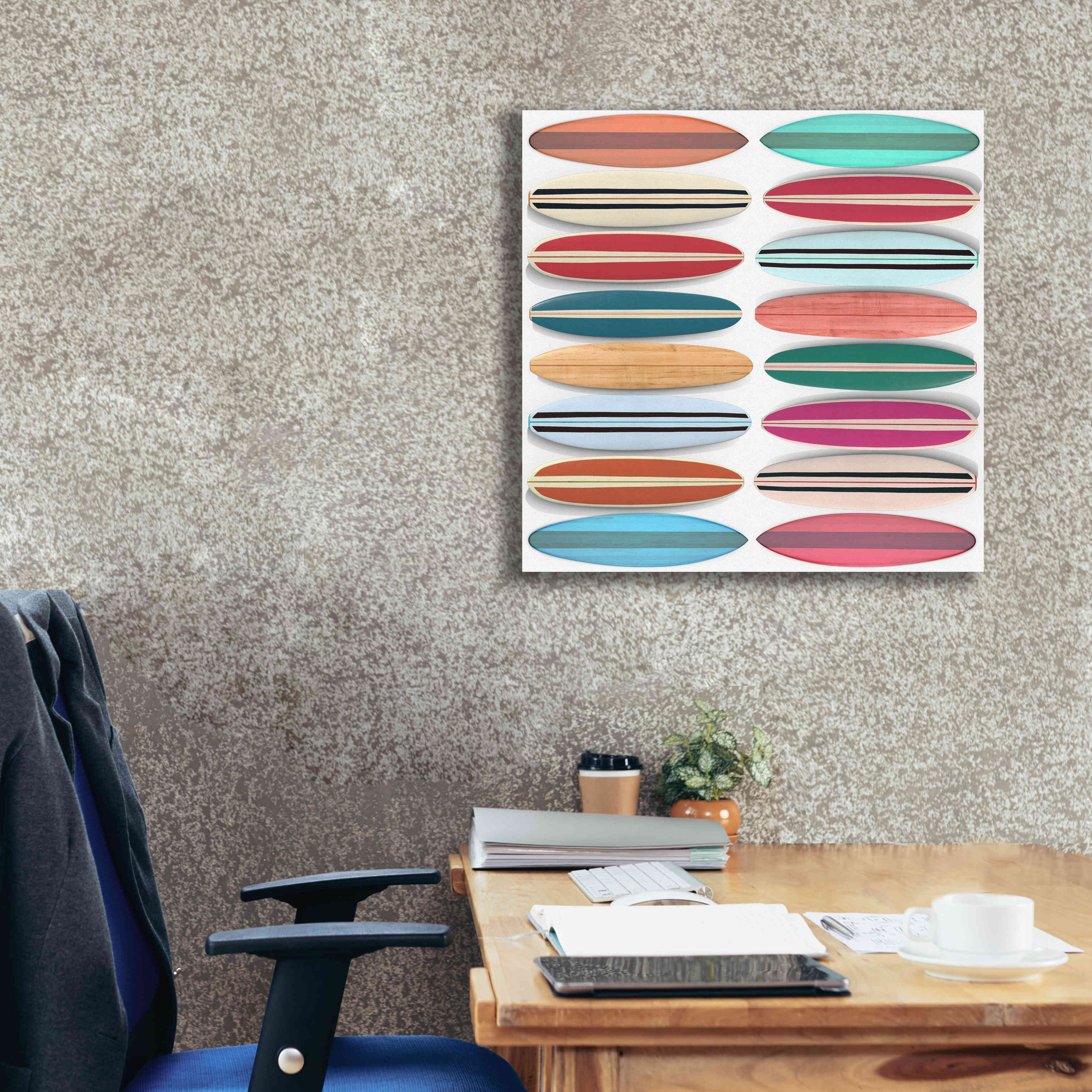 'Surfboard Pattern' by Edward M. Fielding, Giclee Canvas Wall Art,26x26