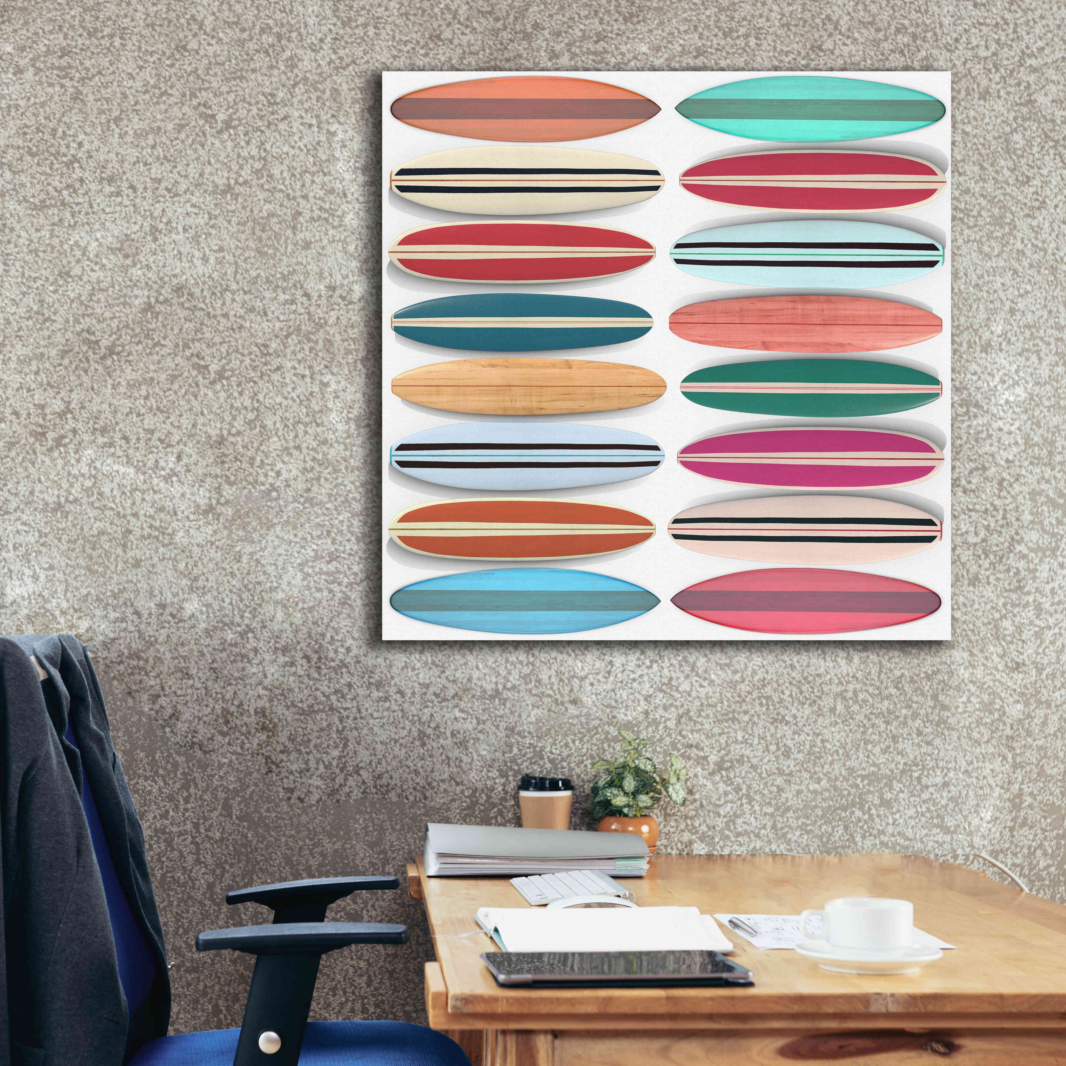 'Surfboard Pattern' by Edward M. Fielding, Giclee Canvas Wall Art,37x37