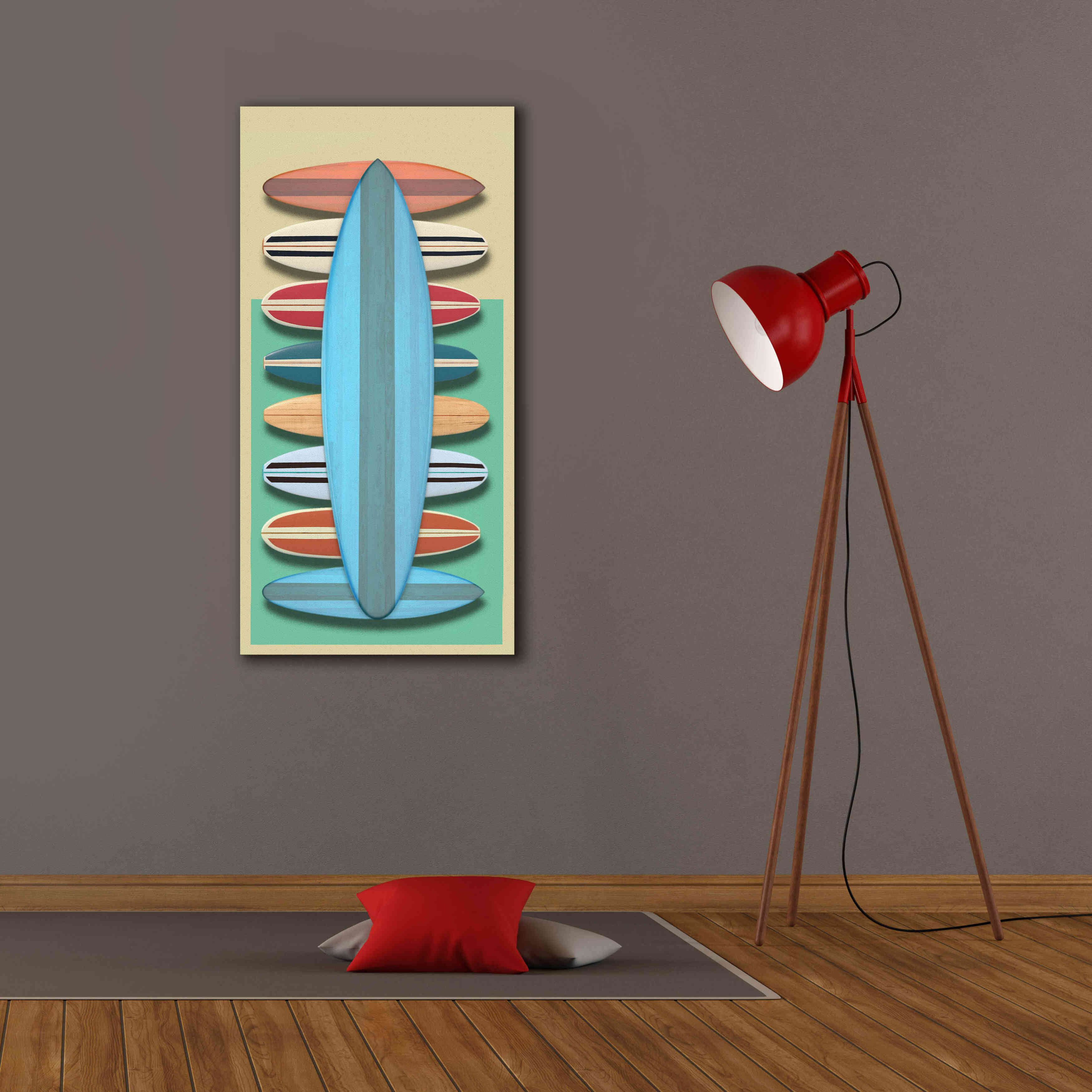 'Surfboards - Red' by Edward M. Fielding, Giclee Canvas Wall Art,20x40
