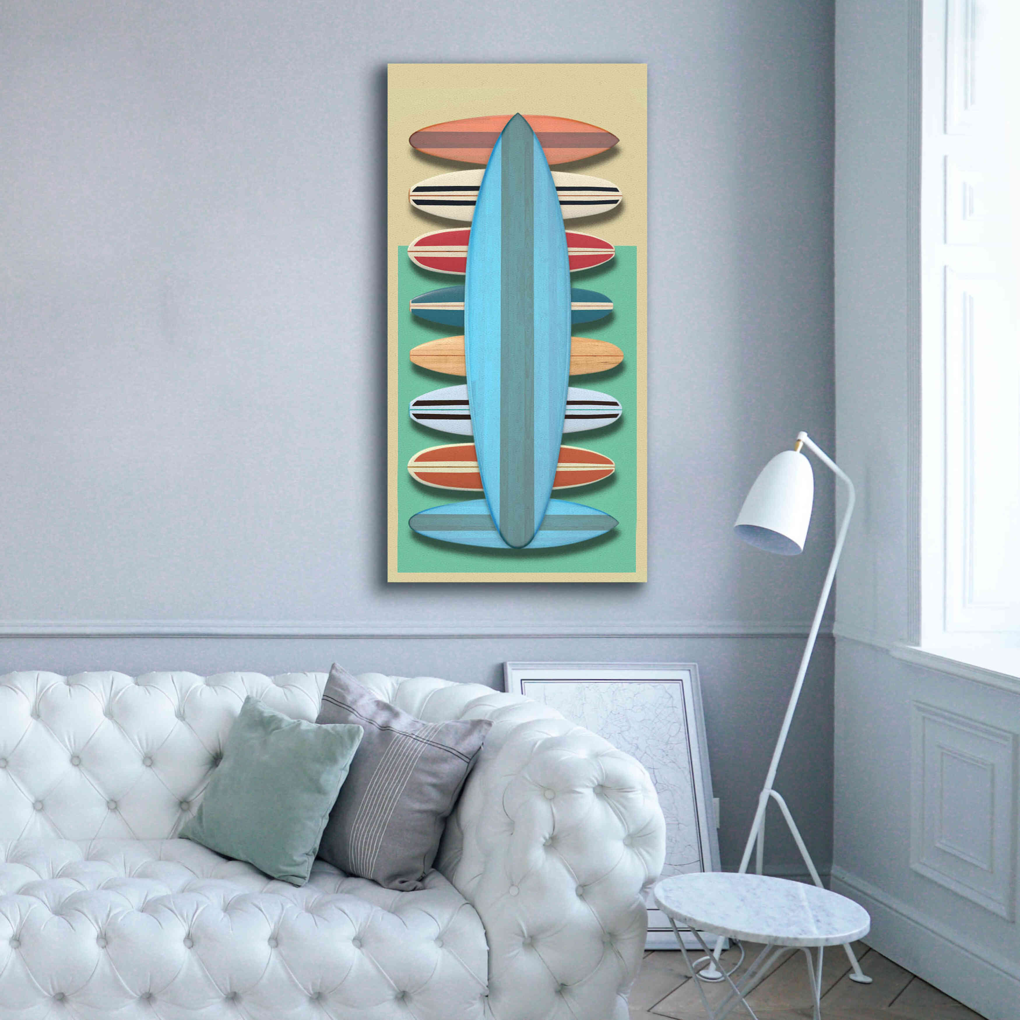 'Surfboards - Red' by Edward M. Fielding, Giclee Canvas Wall Art,30x60