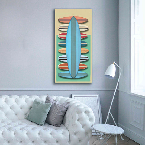 Image of 'Surfboards - Red' by Edward M. Fielding, Giclee Canvas Wall Art,30x60