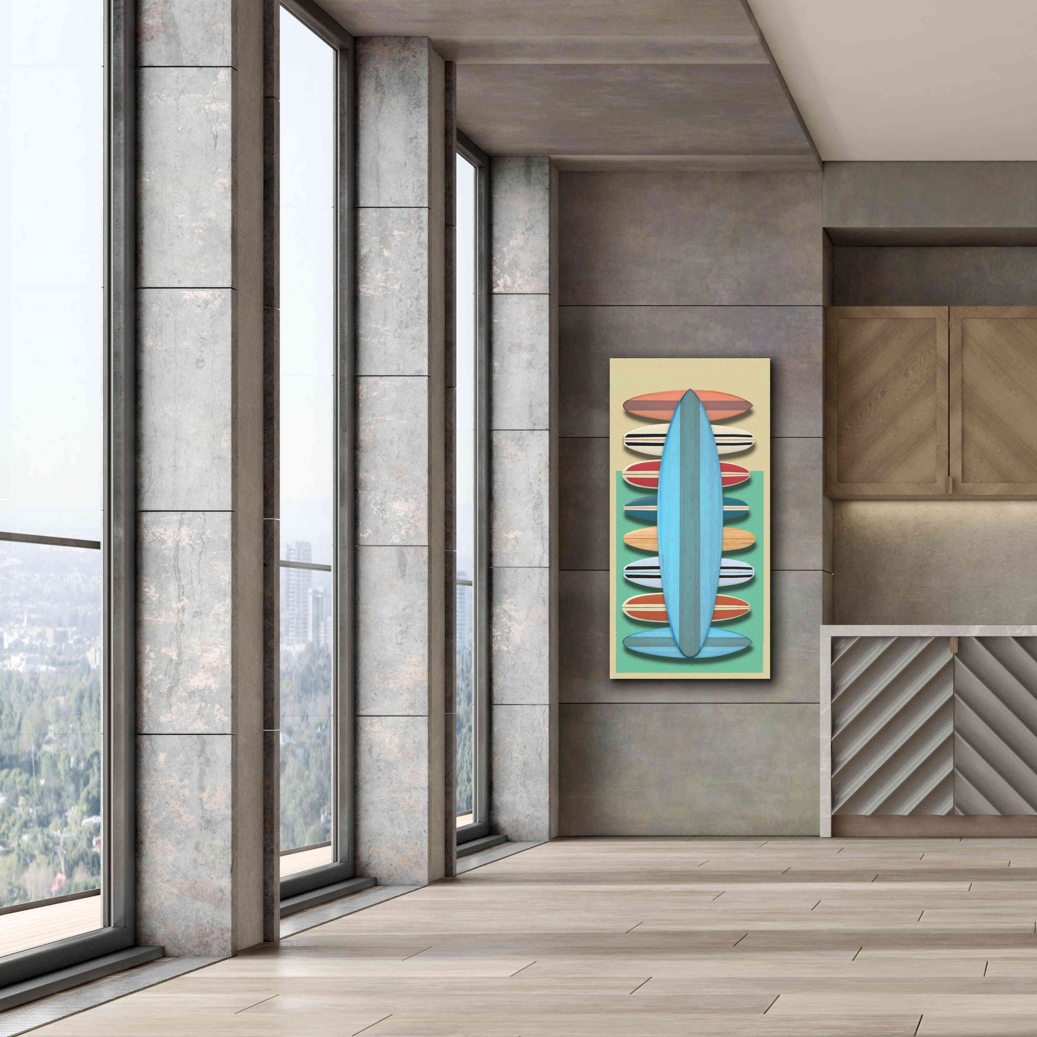 'Surfboards - Red' by Edward M. Fielding, Giclee Canvas Wall Art,30x60