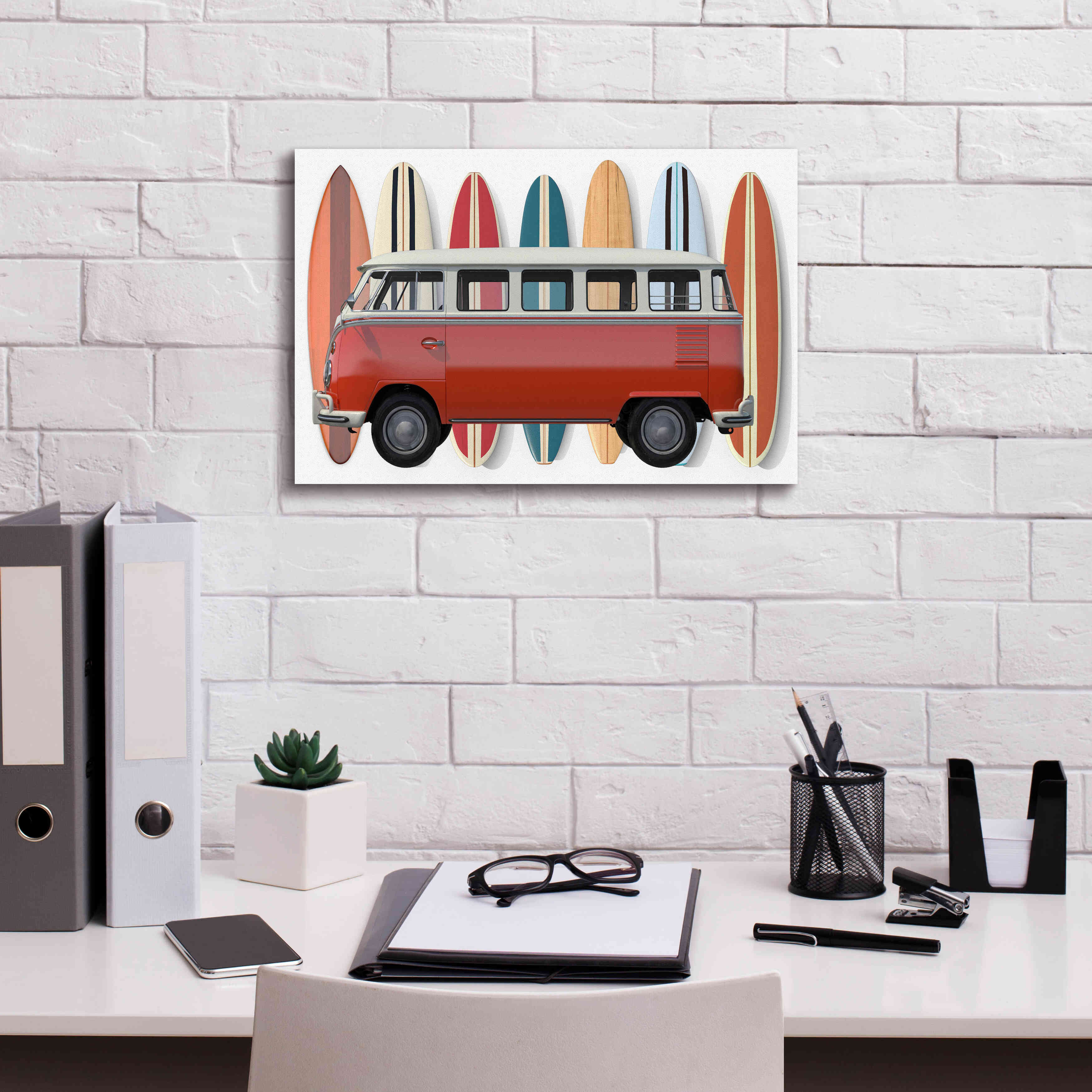 'Surfer Van' by Edward M. Fielding, Giclee Canvas Wall Art,18x12