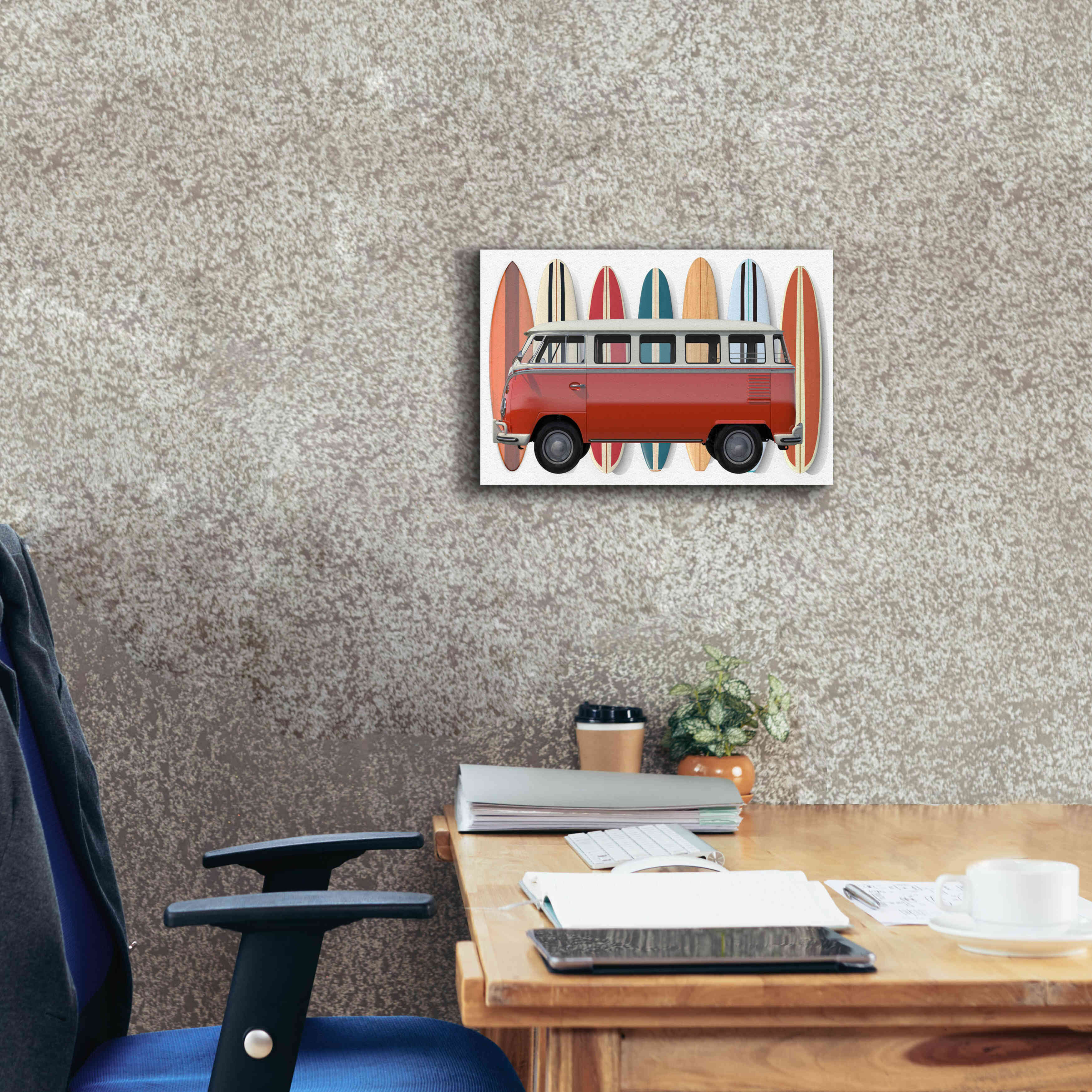 'Surfer Van' by Edward M. Fielding, Giclee Canvas Wall Art,18x12