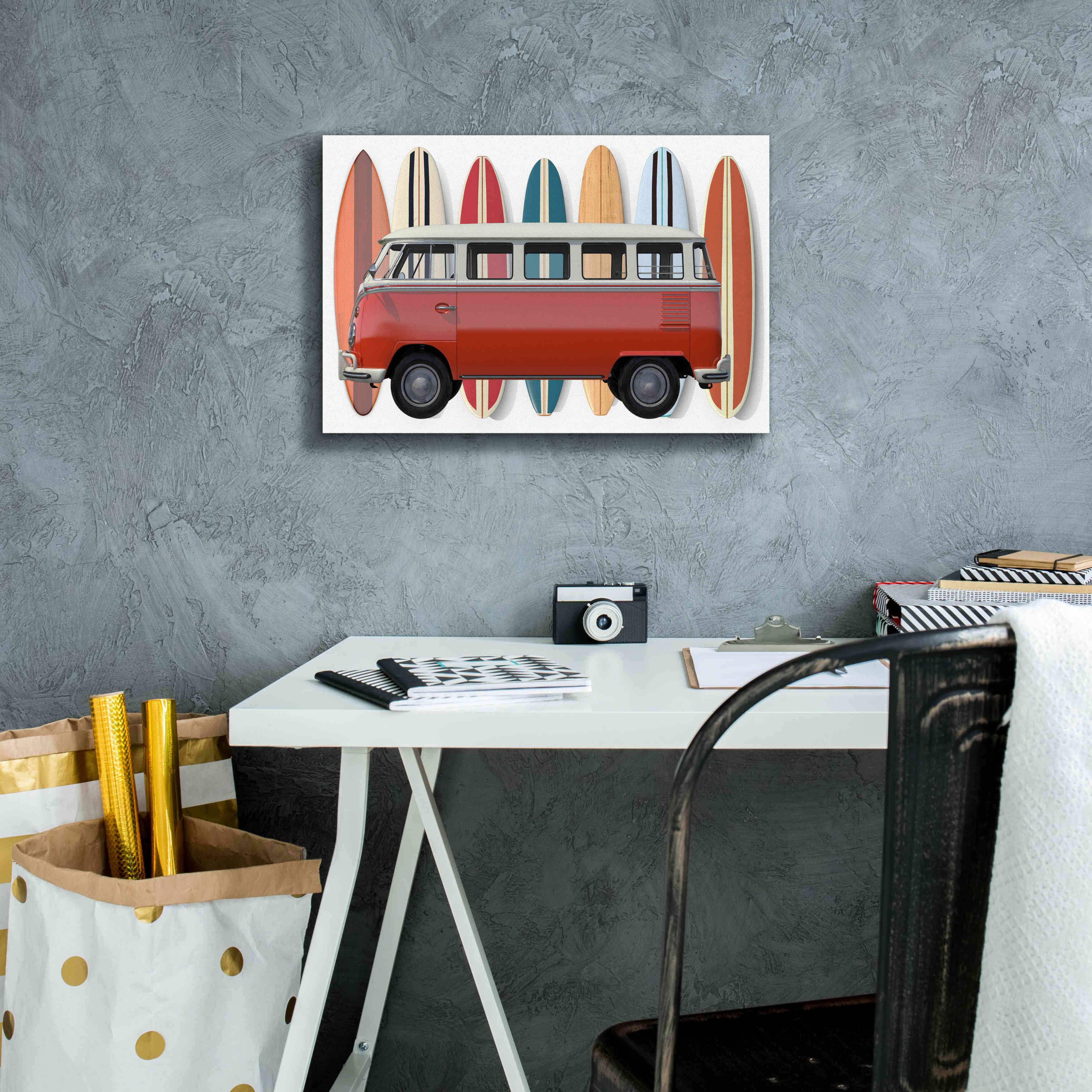 'Surfer Van' by Edward M. Fielding, Giclee Canvas Wall Art,18x12