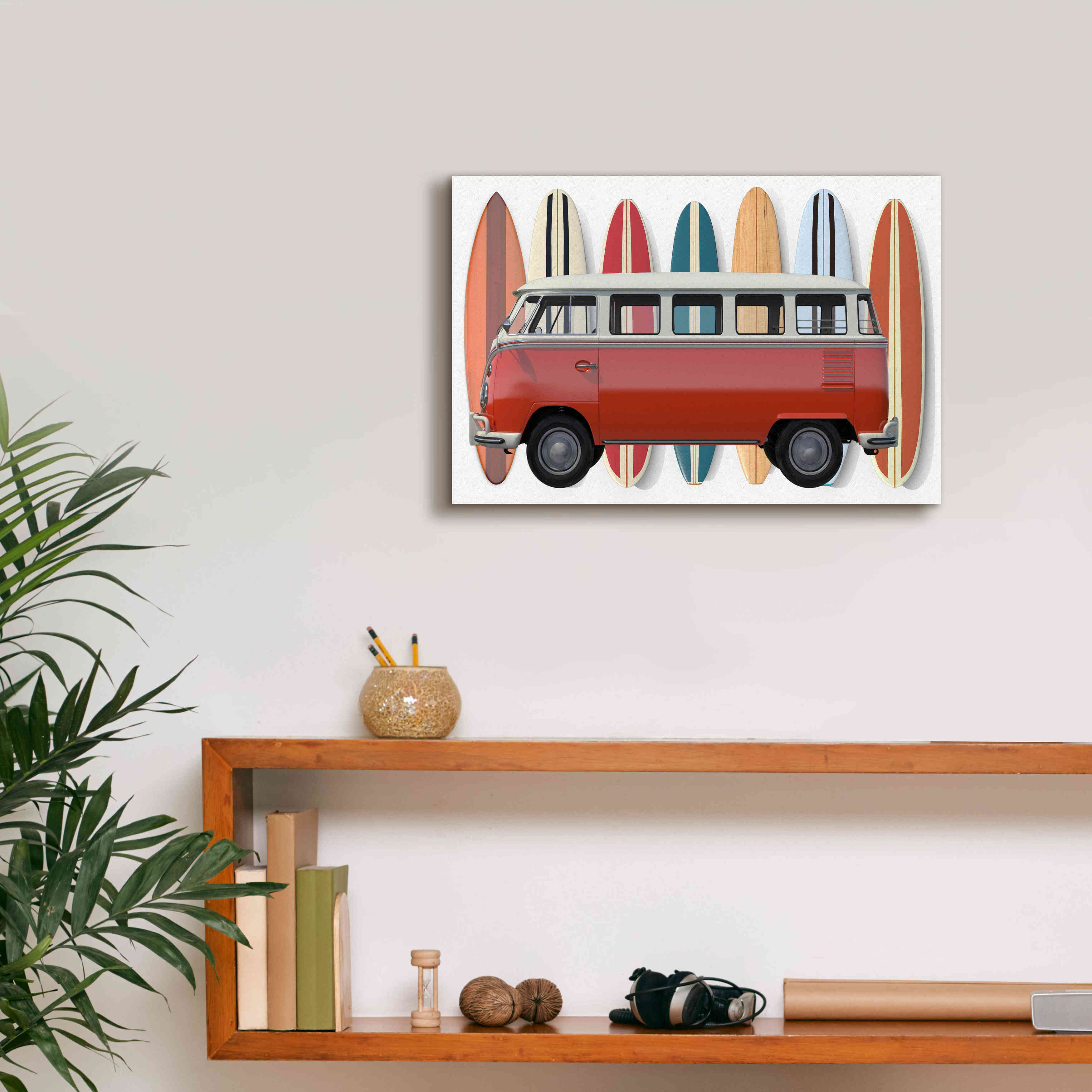 'Surfer Van' by Edward M. Fielding, Giclee Canvas Wall Art,18x12