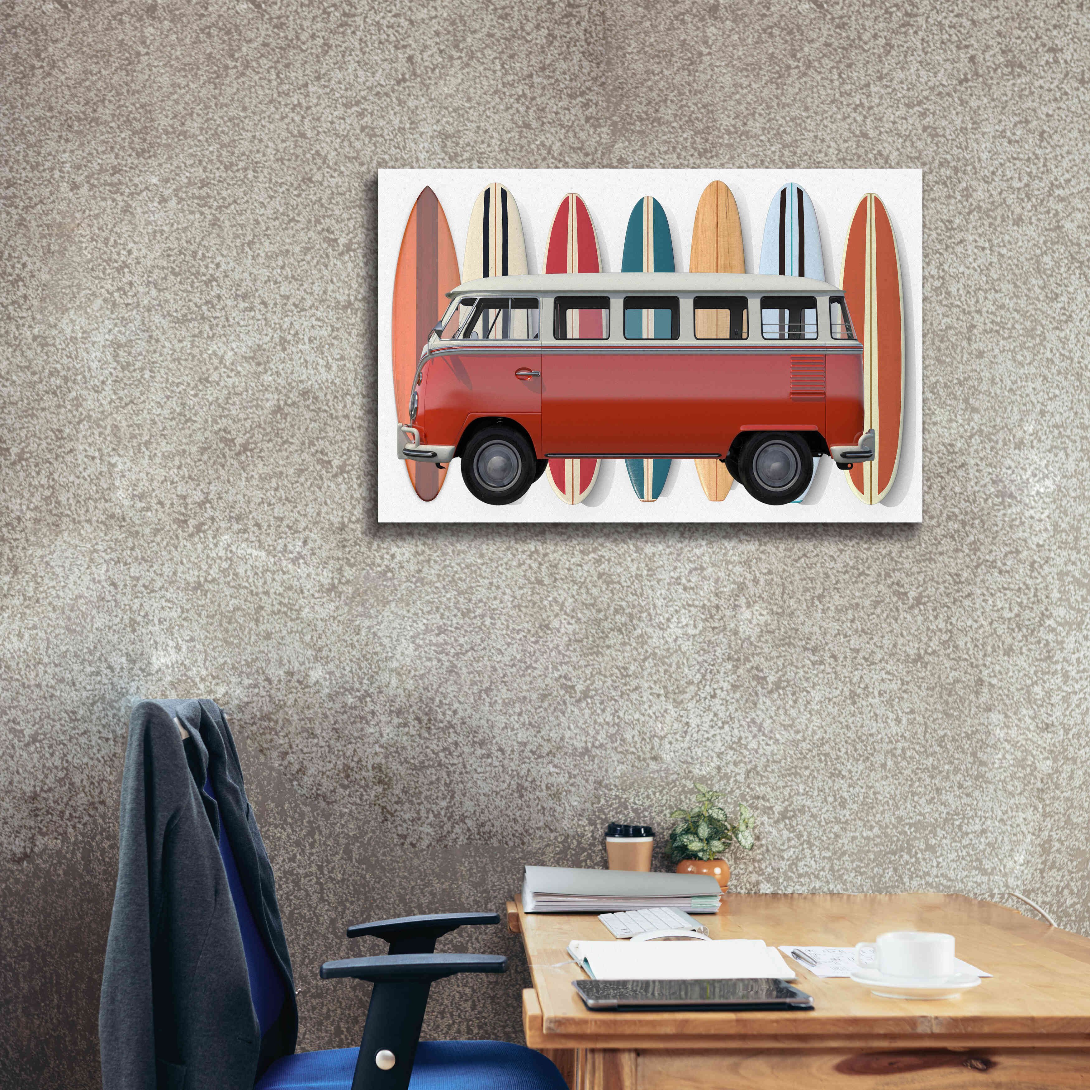 'Surfer Van' by Edward M. Fielding, Giclee Canvas Wall Art,40x26