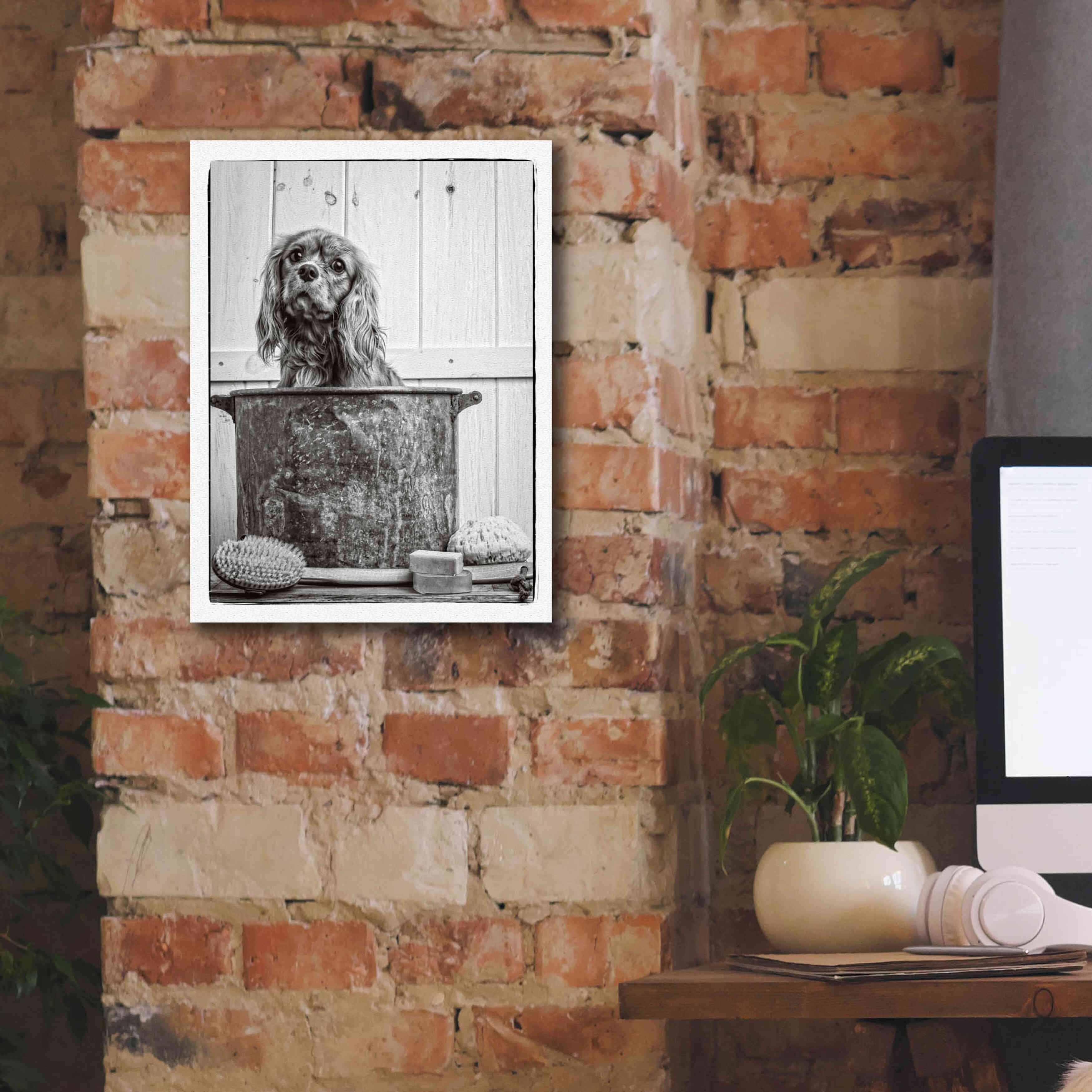 'Vintage Puppy Bath' by Edward M. Fielding, Giclee Canvas Wall Art,12x16