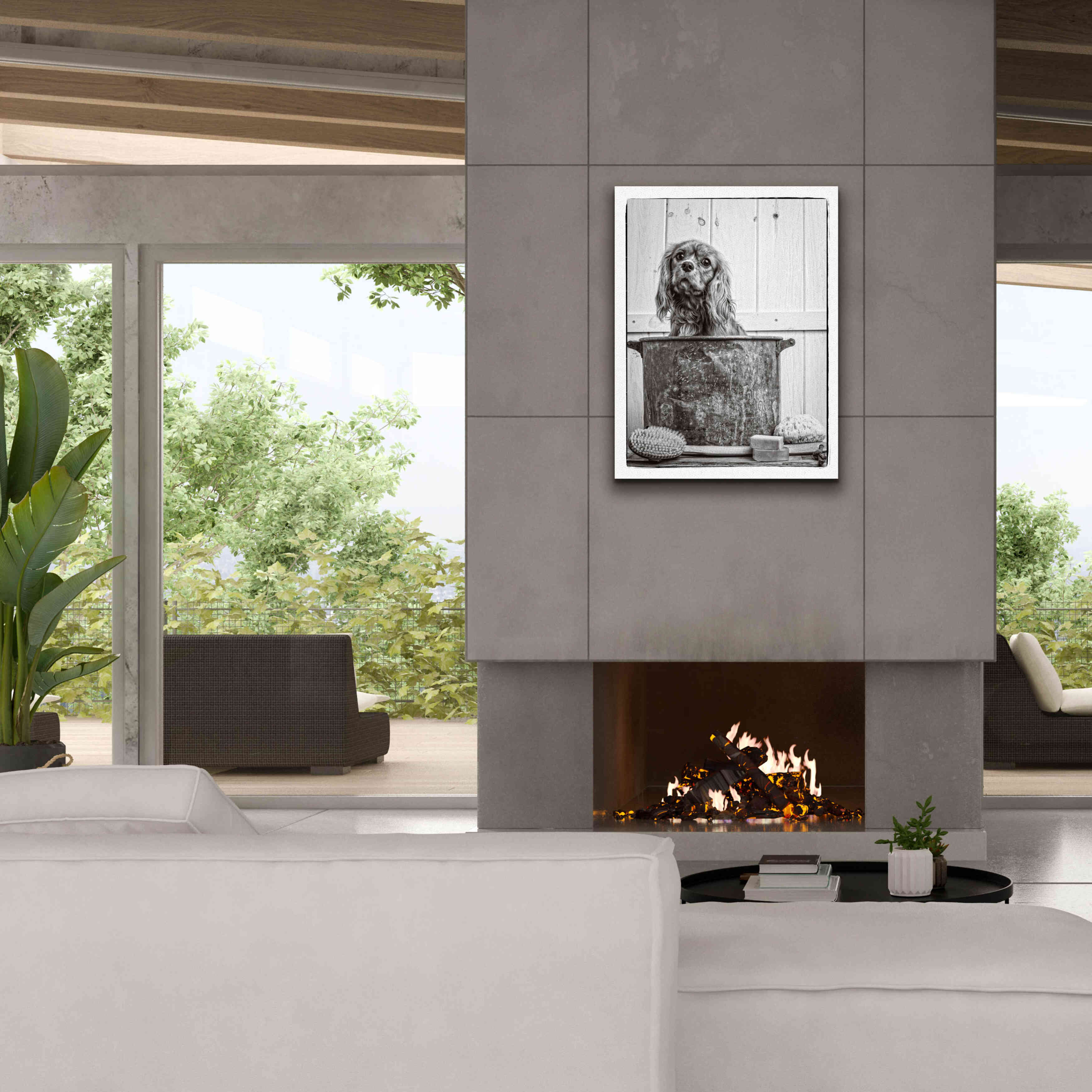 'Vintage Puppy Bath' by Edward M. Fielding, Giclee Canvas Wall Art,26x34