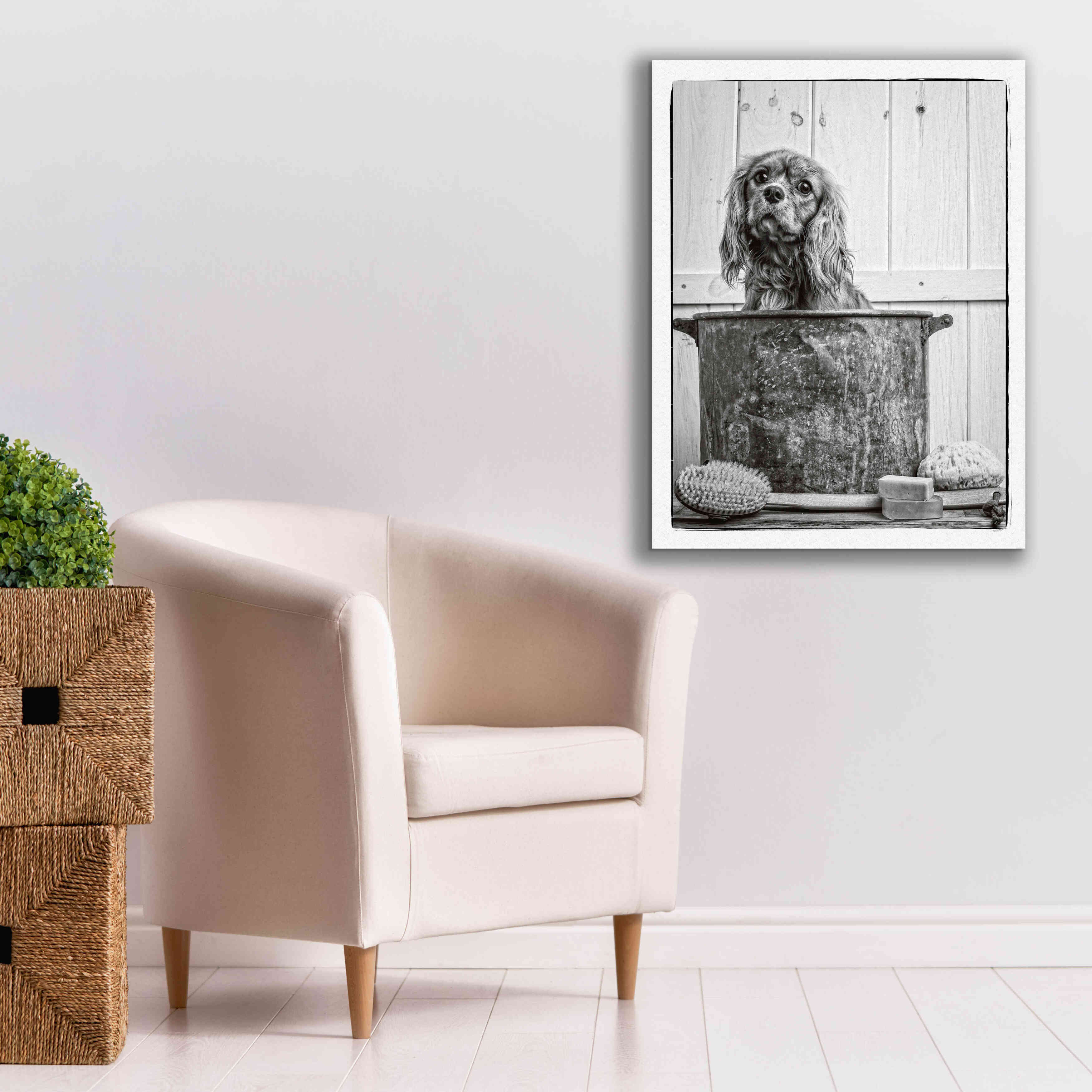 'Vintage Puppy Bath' by Edward M. Fielding, Giclee Canvas Wall Art,26x34