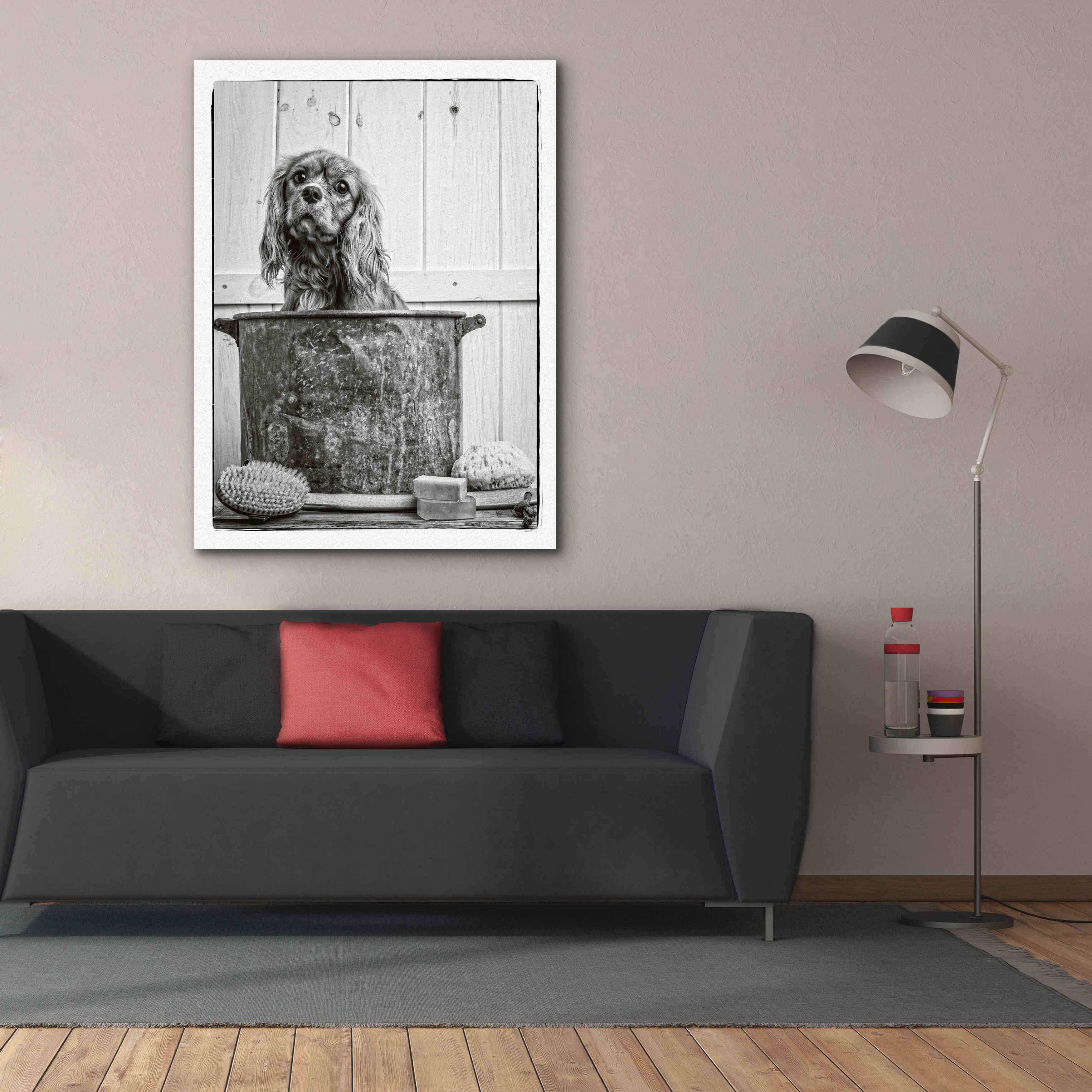 'Vintage Puppy Bath' by Edward M. Fielding, Giclee Canvas Wall Art,40x54