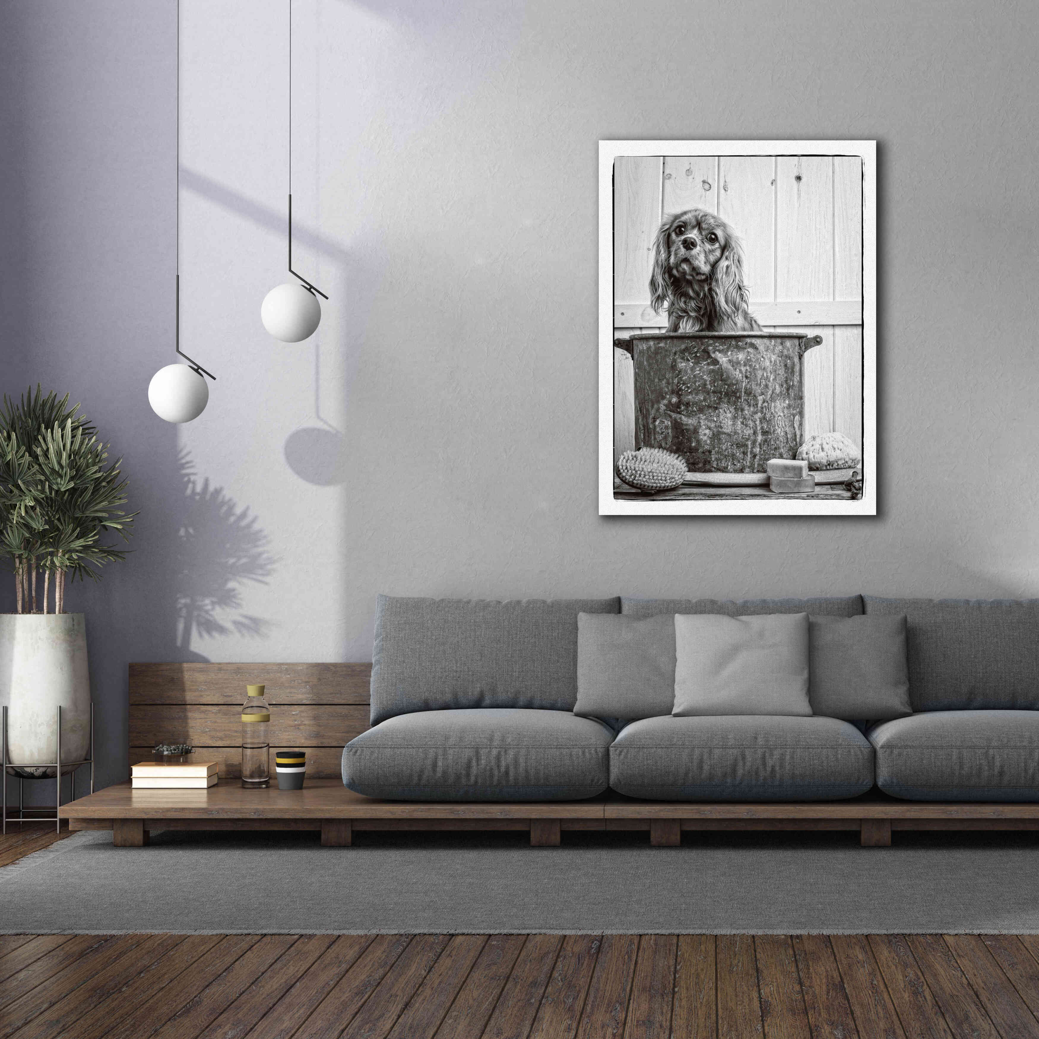 'Vintage Puppy Bath' by Edward M. Fielding, Giclee Canvas Wall Art,40x54