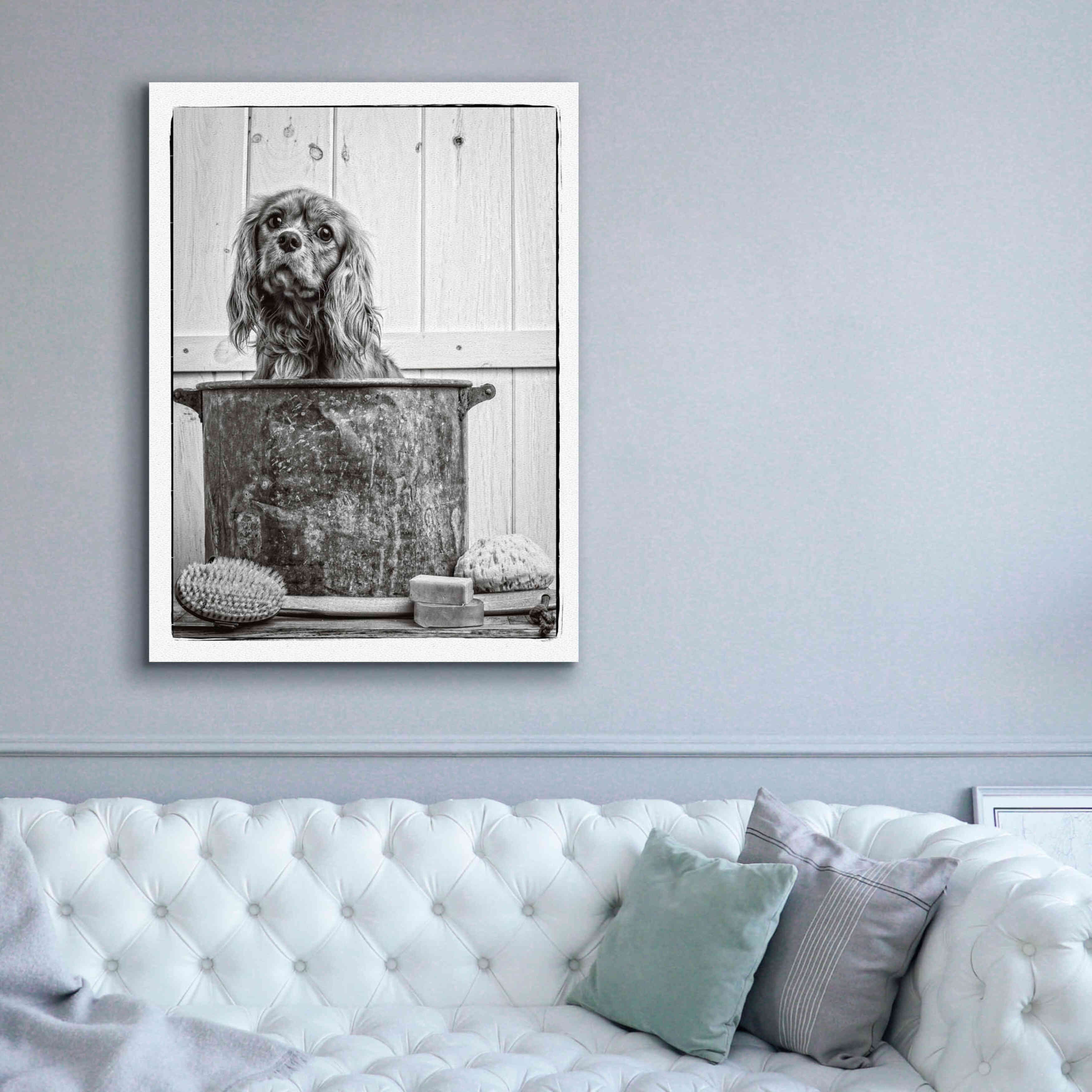 'Vintage Puppy Bath' by Edward M. Fielding, Giclee Canvas Wall Art,40x54