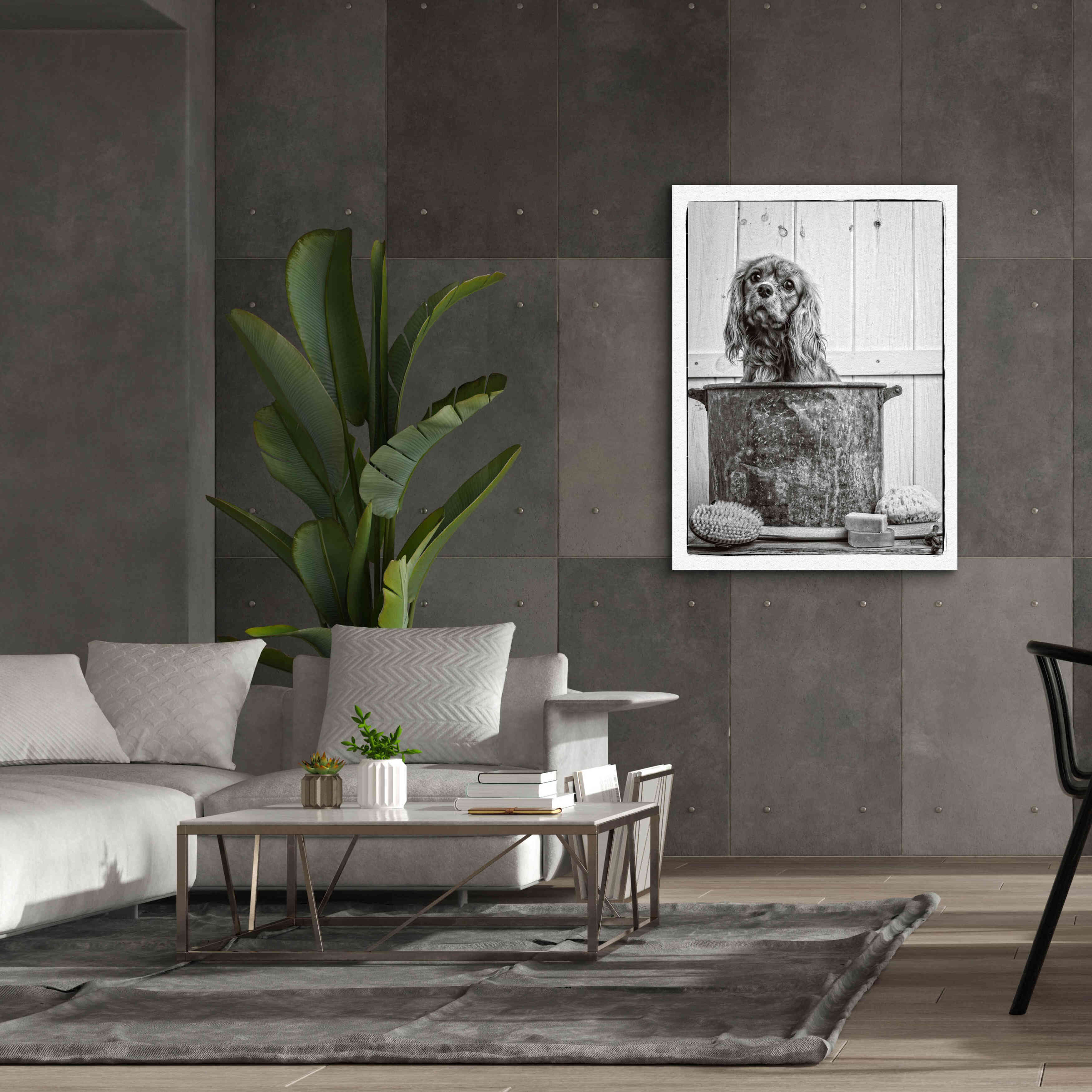 'Vintage Puppy Bath' by Edward M. Fielding, Giclee Canvas Wall Art,40x54