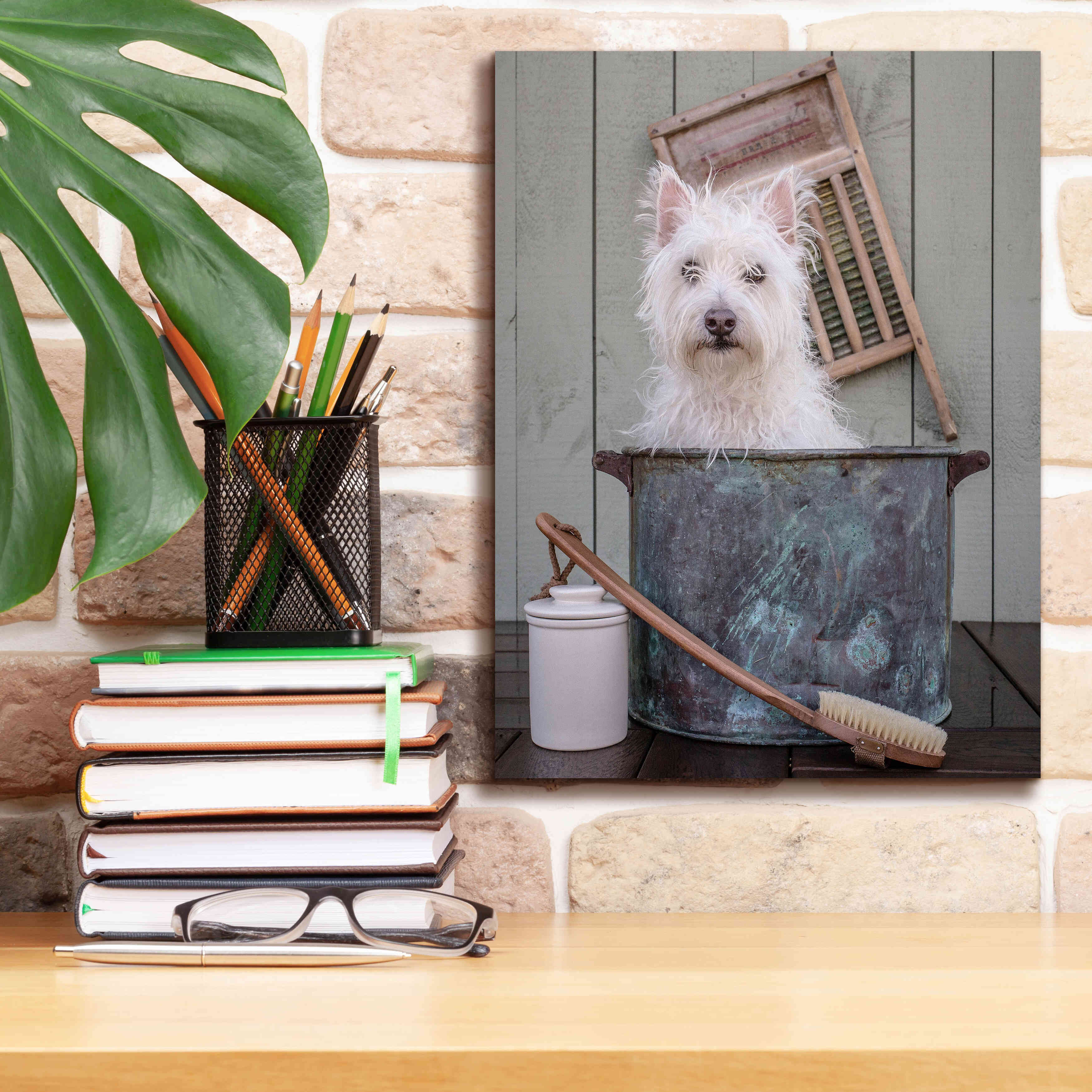 'Washing the Dog' by Edward M. Fielding, Giclee Canvas Wall Art,12x16